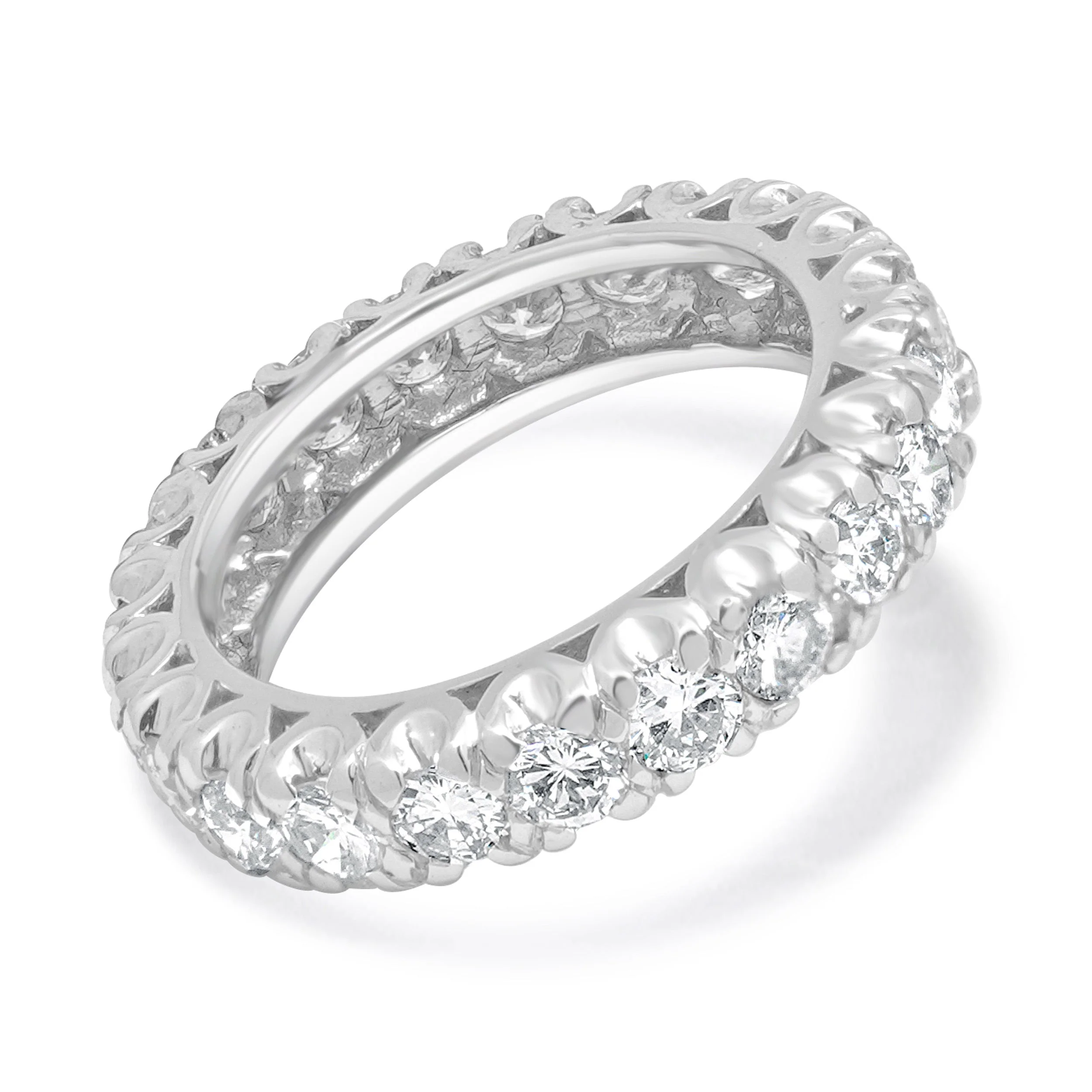14 Karat White Gold Round Brilliant Diamond Eternity Band - Image 3