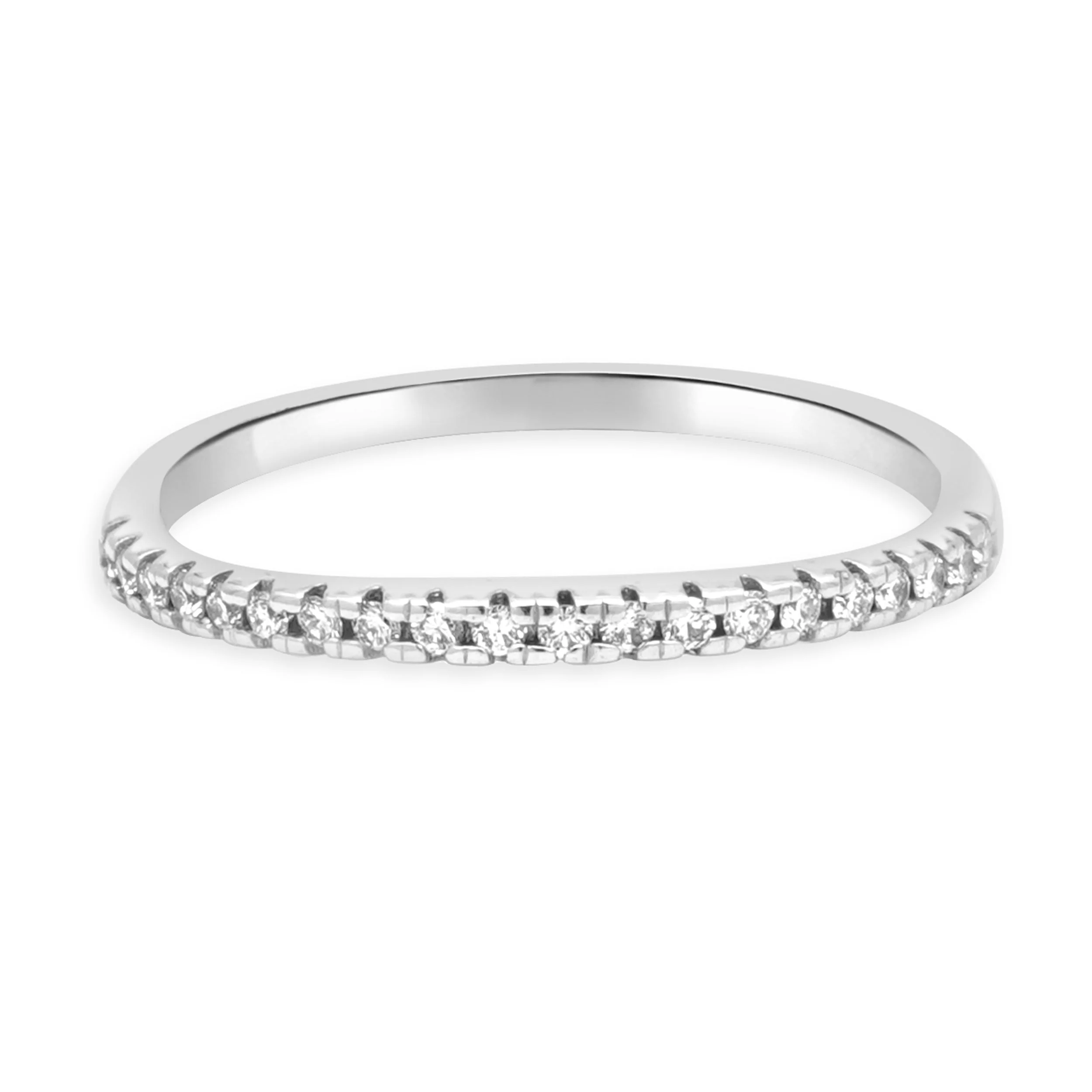 14 Karat White Gold Round Diamond Contour Wedding Band