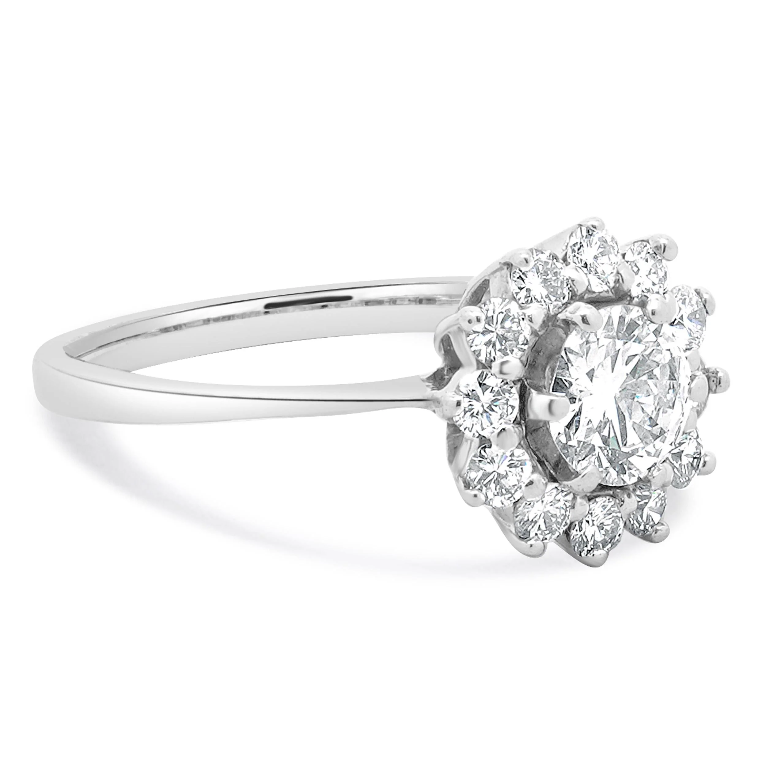 14 Karat White Gold Round Diamond Engagement Ring With Halo - Image 3