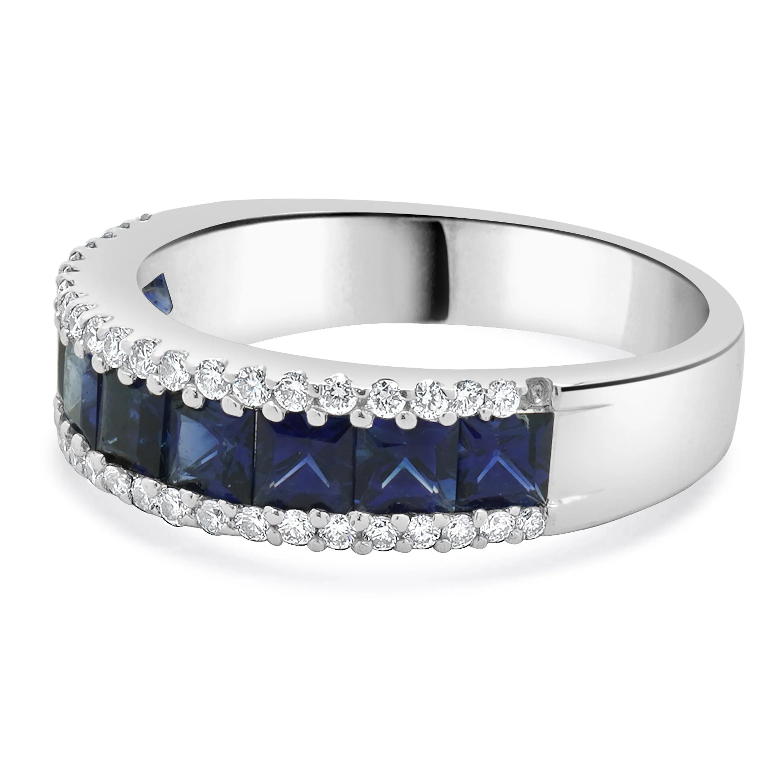 14 Karat White Gold Sapphire and Diamond Ring - Image 2