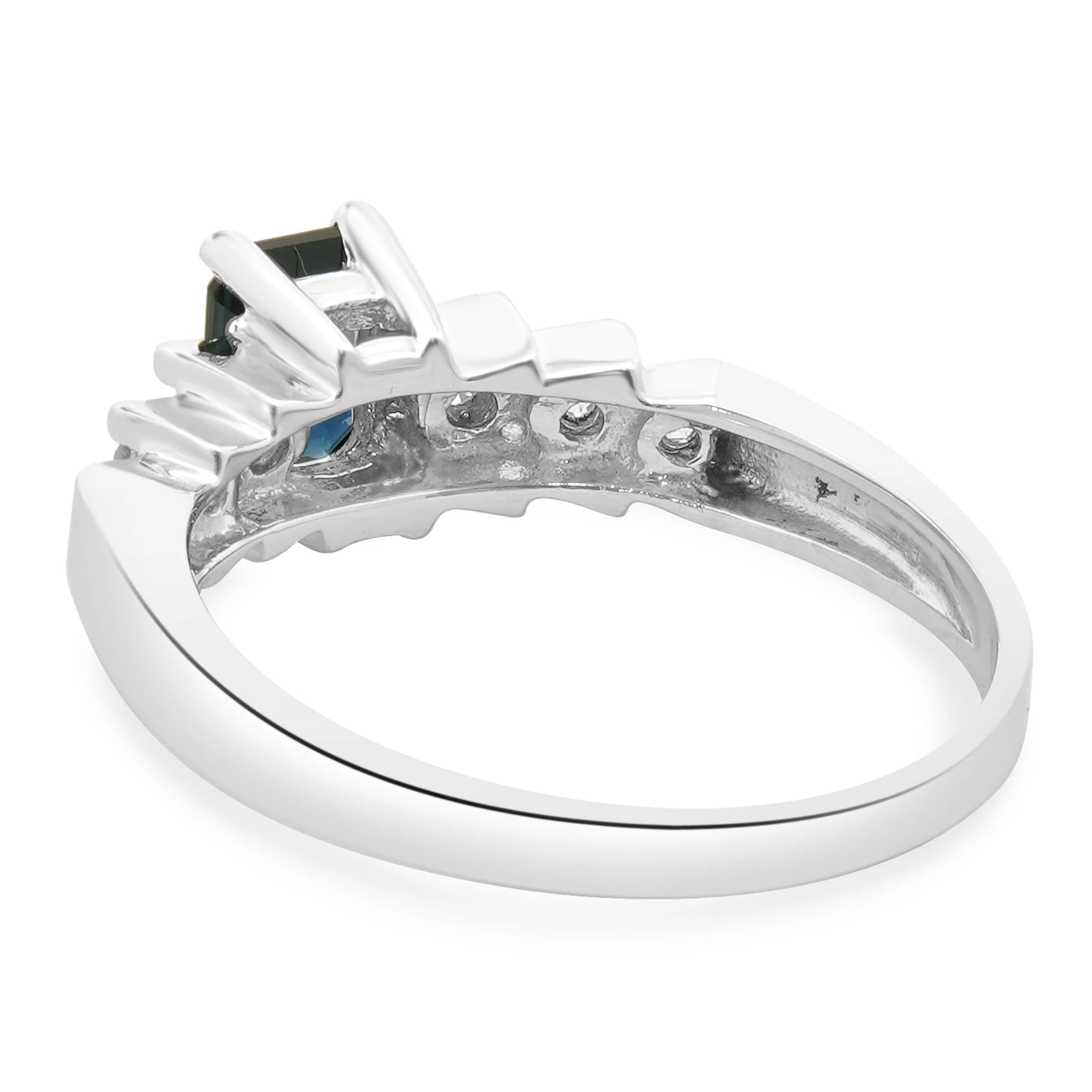 14 Karat White Gold Sapphire and Diamond Step Ring - Image 3