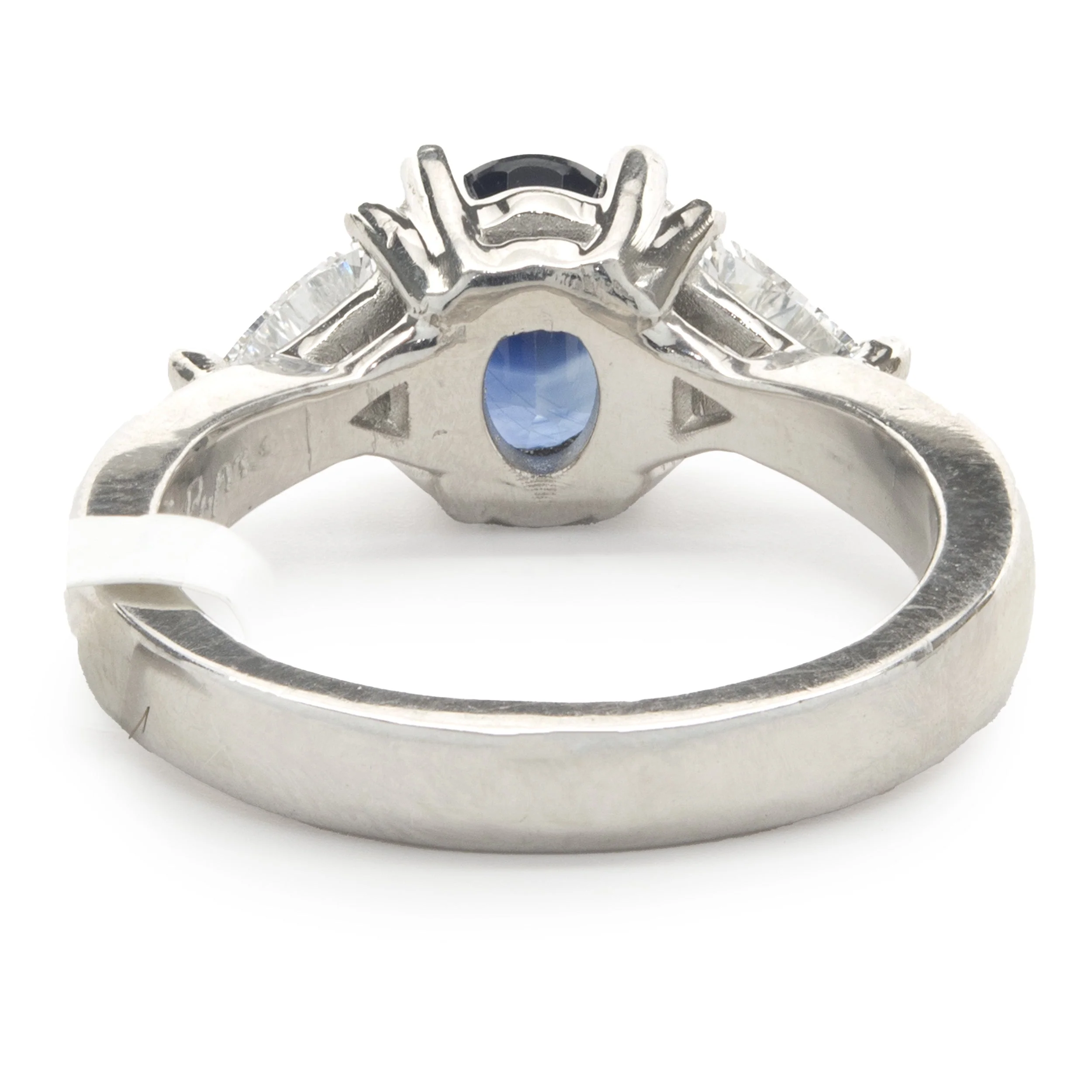 14 Karat White Gold Sapphire and Diamond Three Stone Ring - Image 3