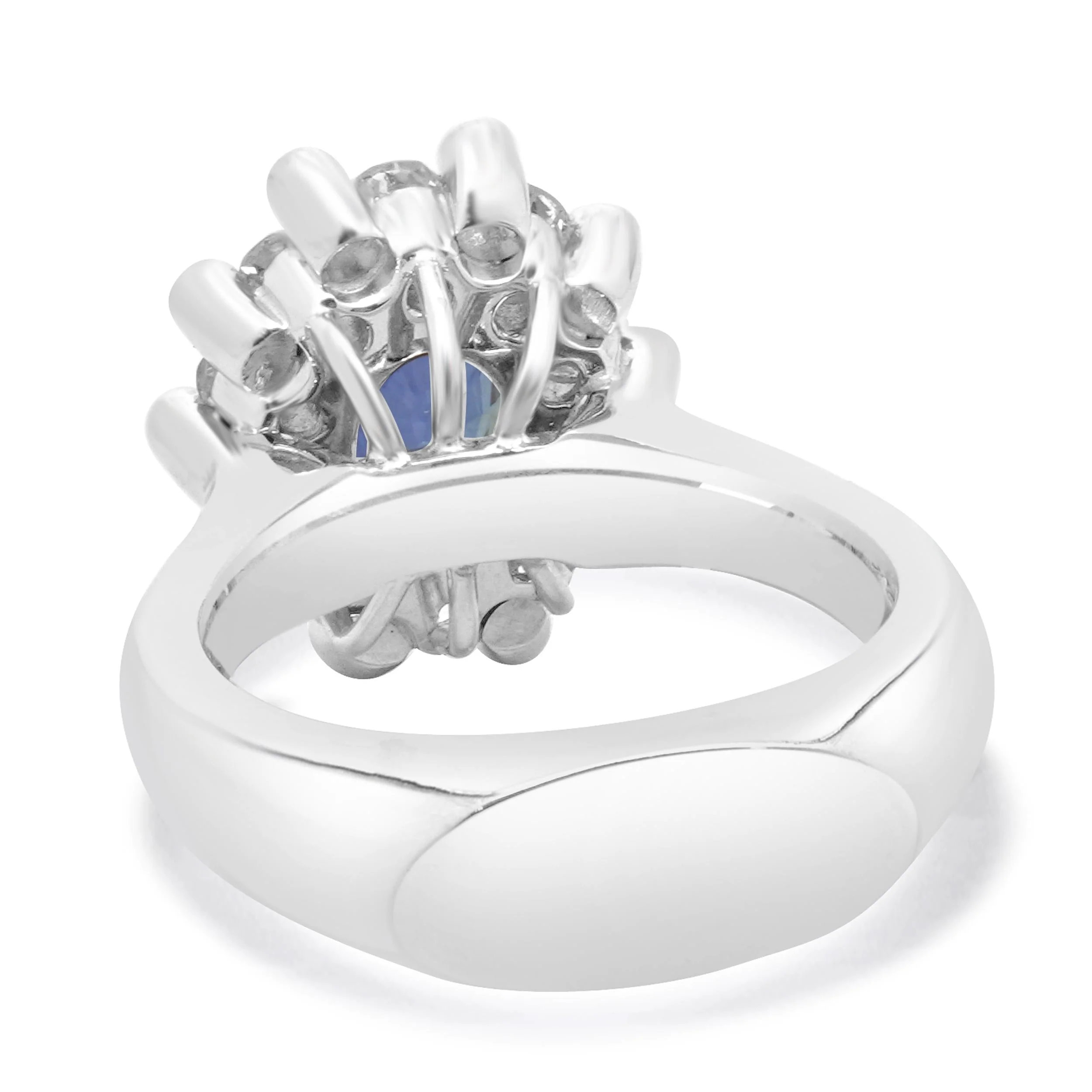 14 Karat White Gold Sapphire, Diamond, and Ruby Cocktail Ring - Image 4