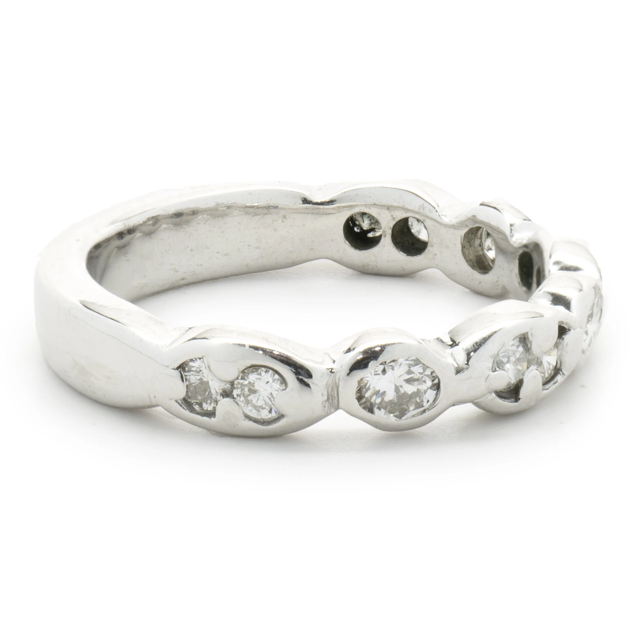 14 Karat White Gold Scalloped Diamond Band - Image 2