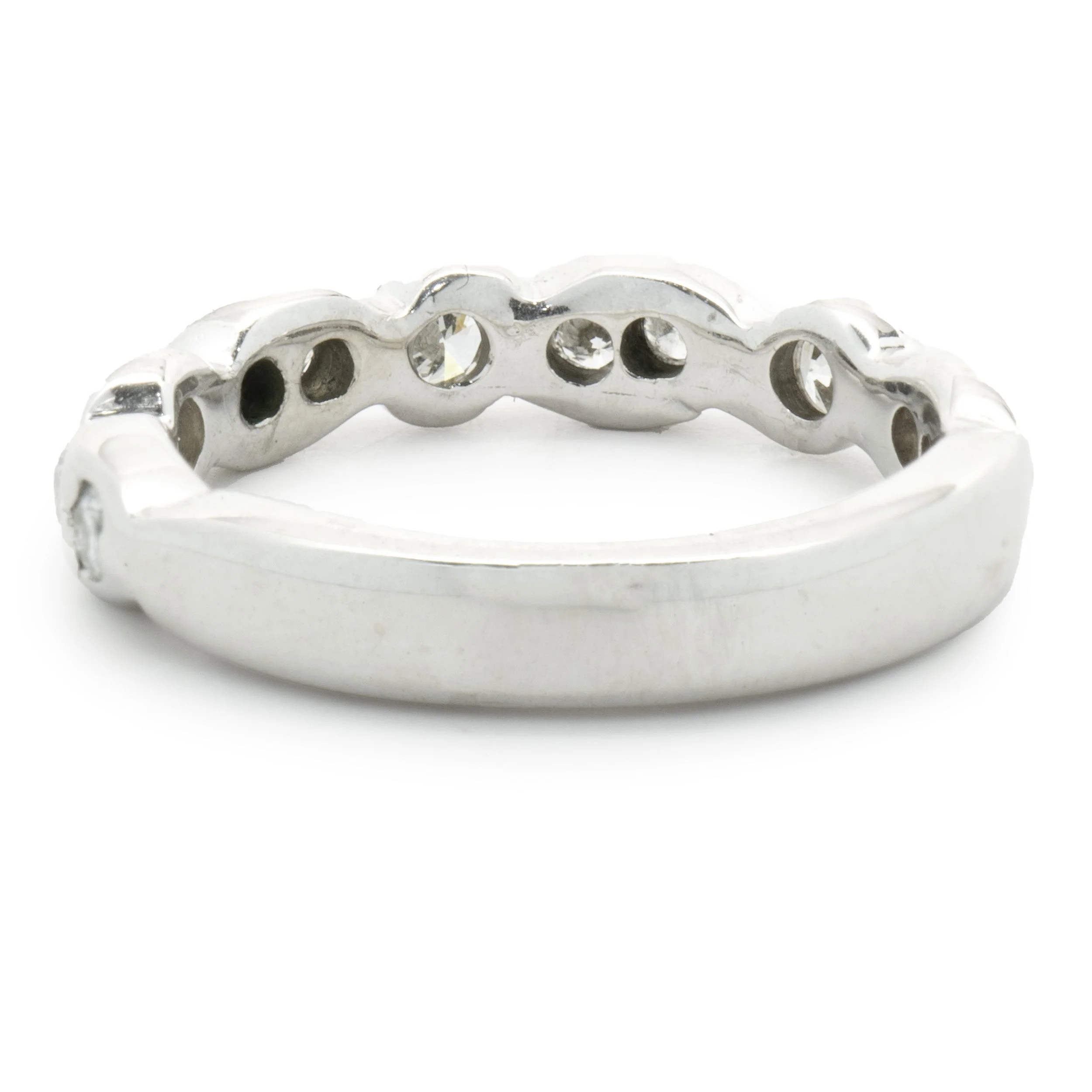 14 Karat White Gold Scalloped Diamond Band - Image 4