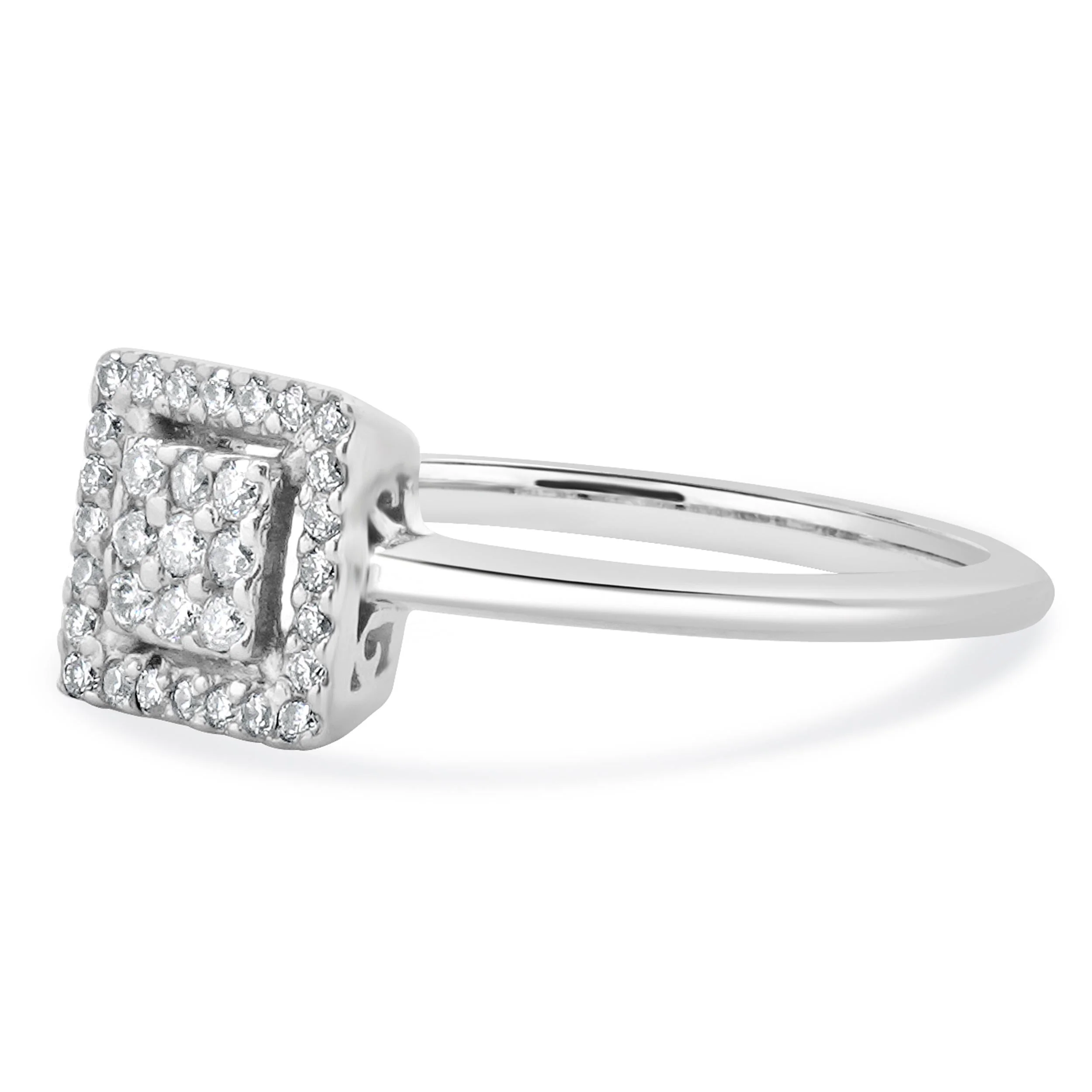 14 Karat White Gold Square Diamond Cluster Ring - Image 2