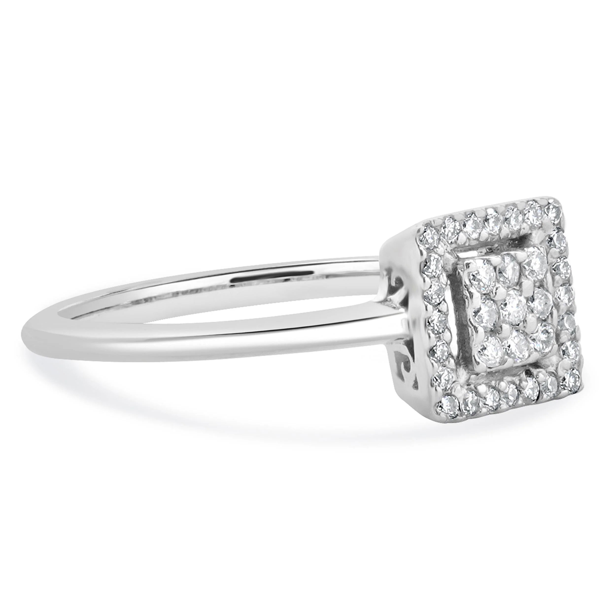 14 Karat White Gold Square Diamond Cluster Ring - Image 3