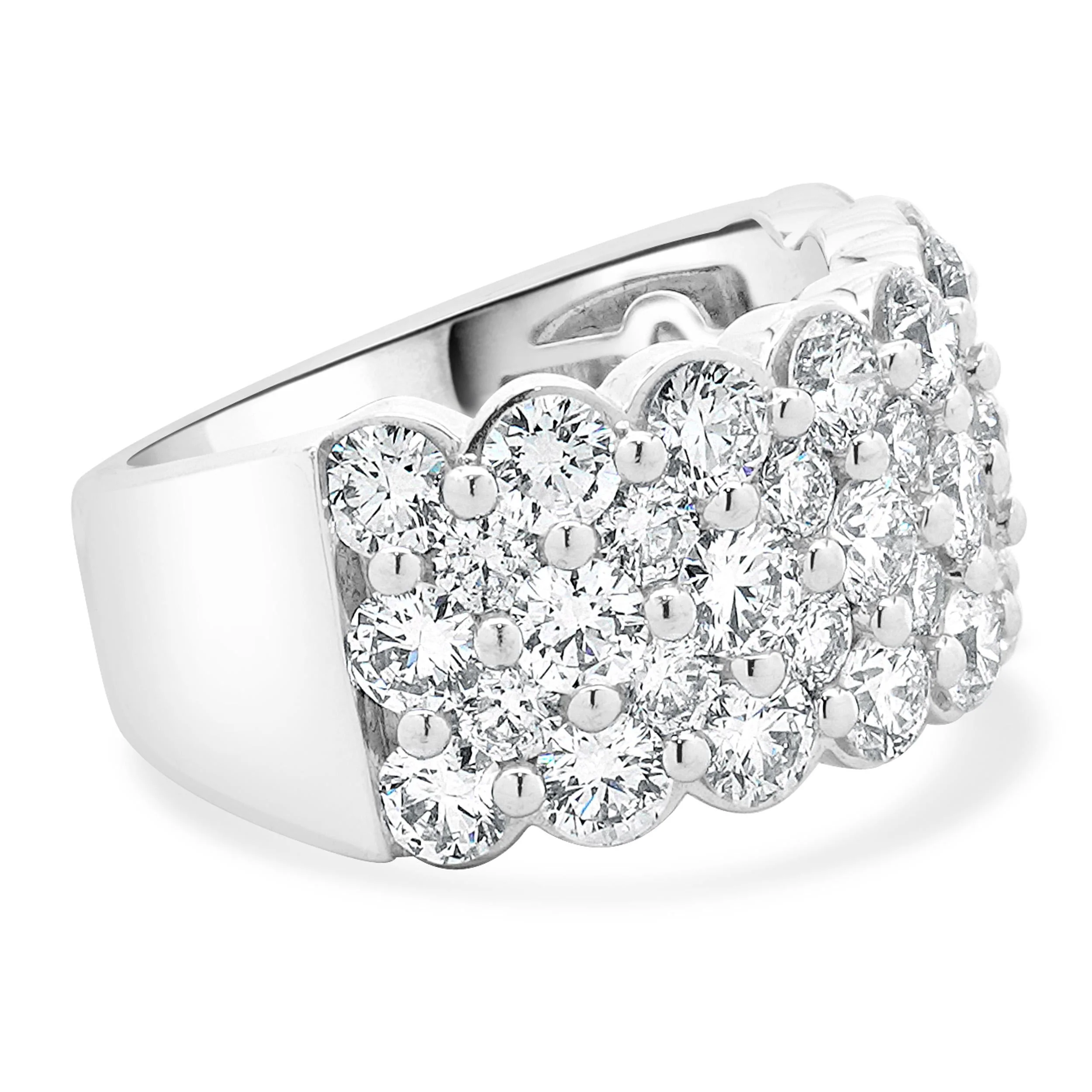 14 Karat White Gold Three Row Diamond Band - Image 4