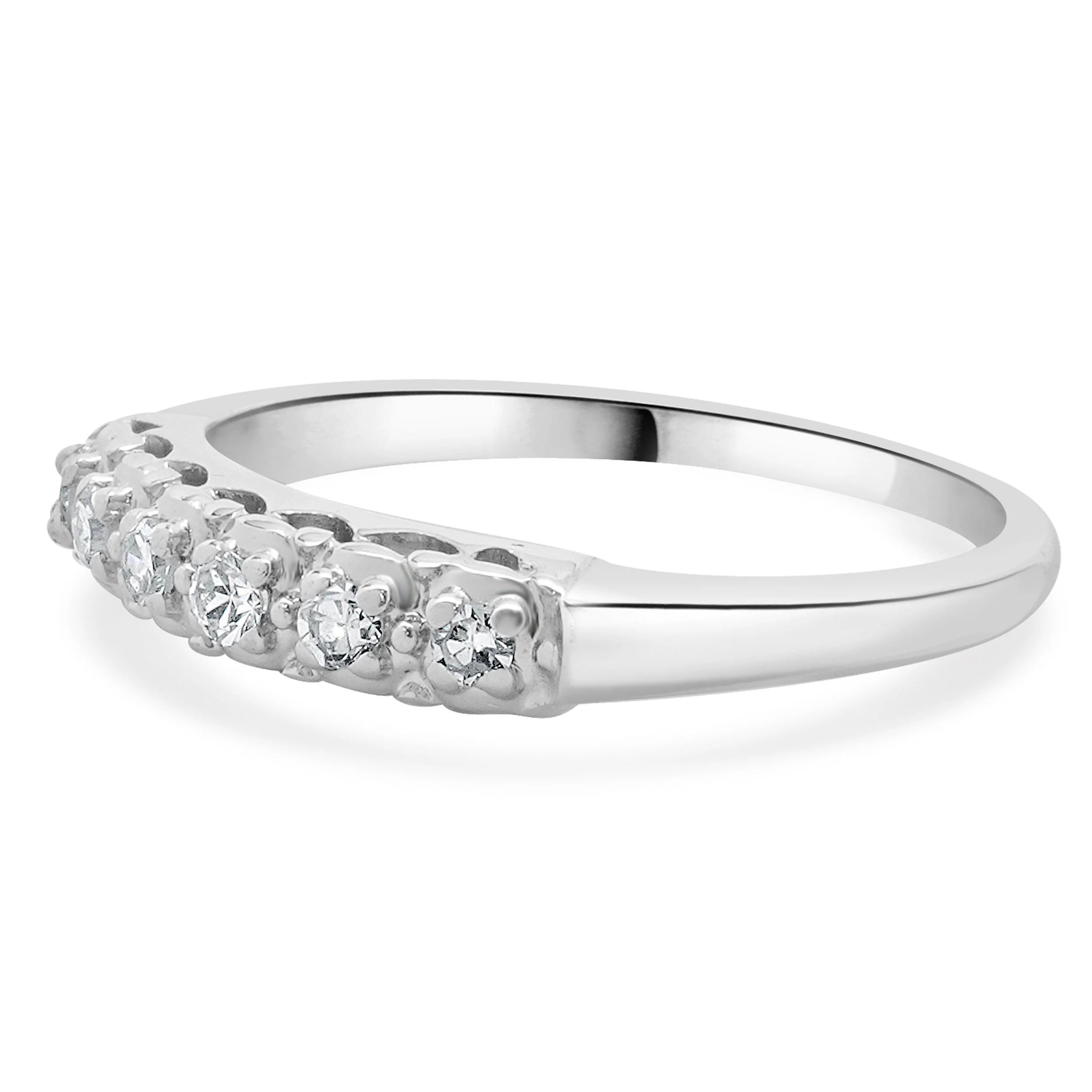 14 Karat White Gold Vintage Single Cut Diamond Band - Image 2