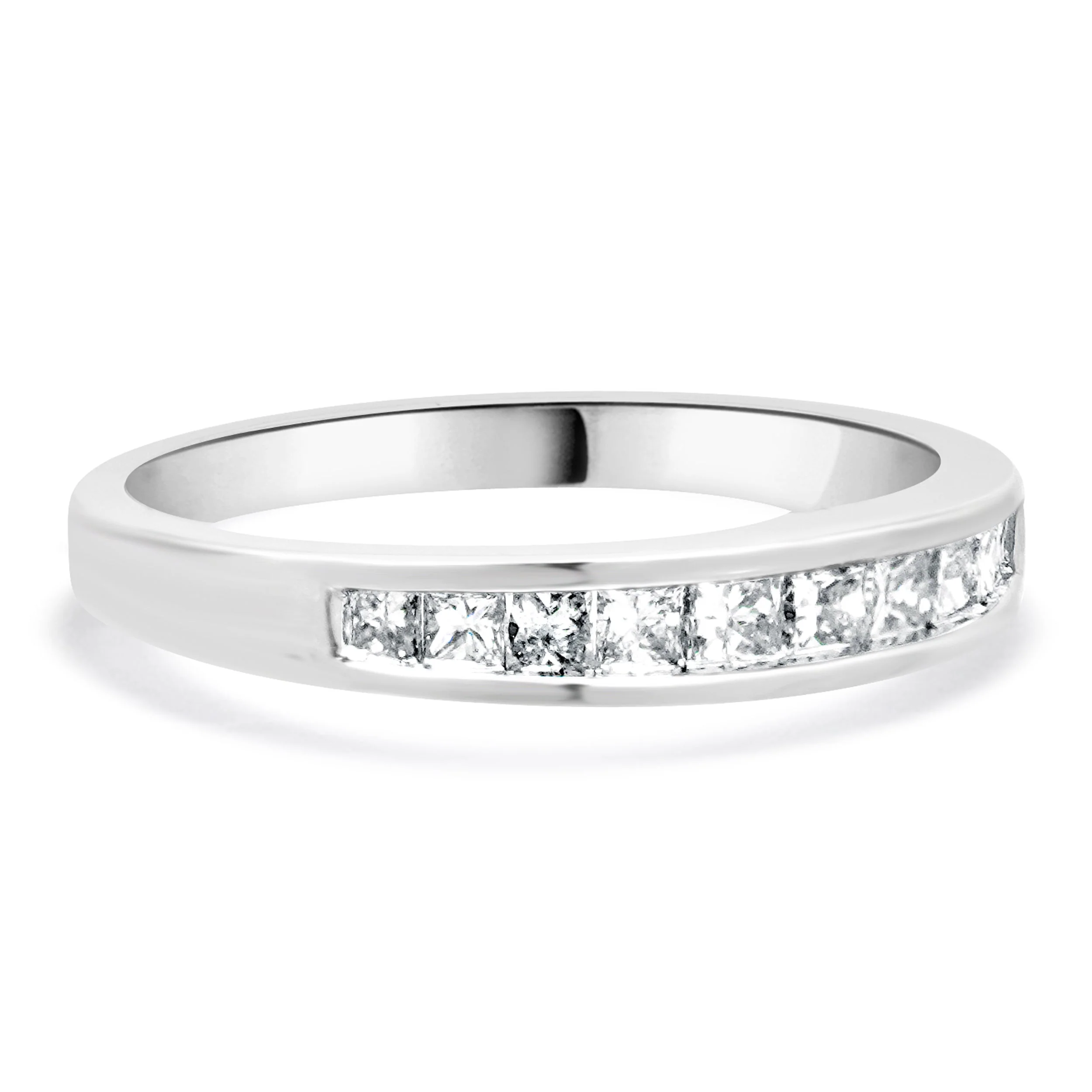 14 Karat White Princess Cut Channel Set Diamond Band - Image 2