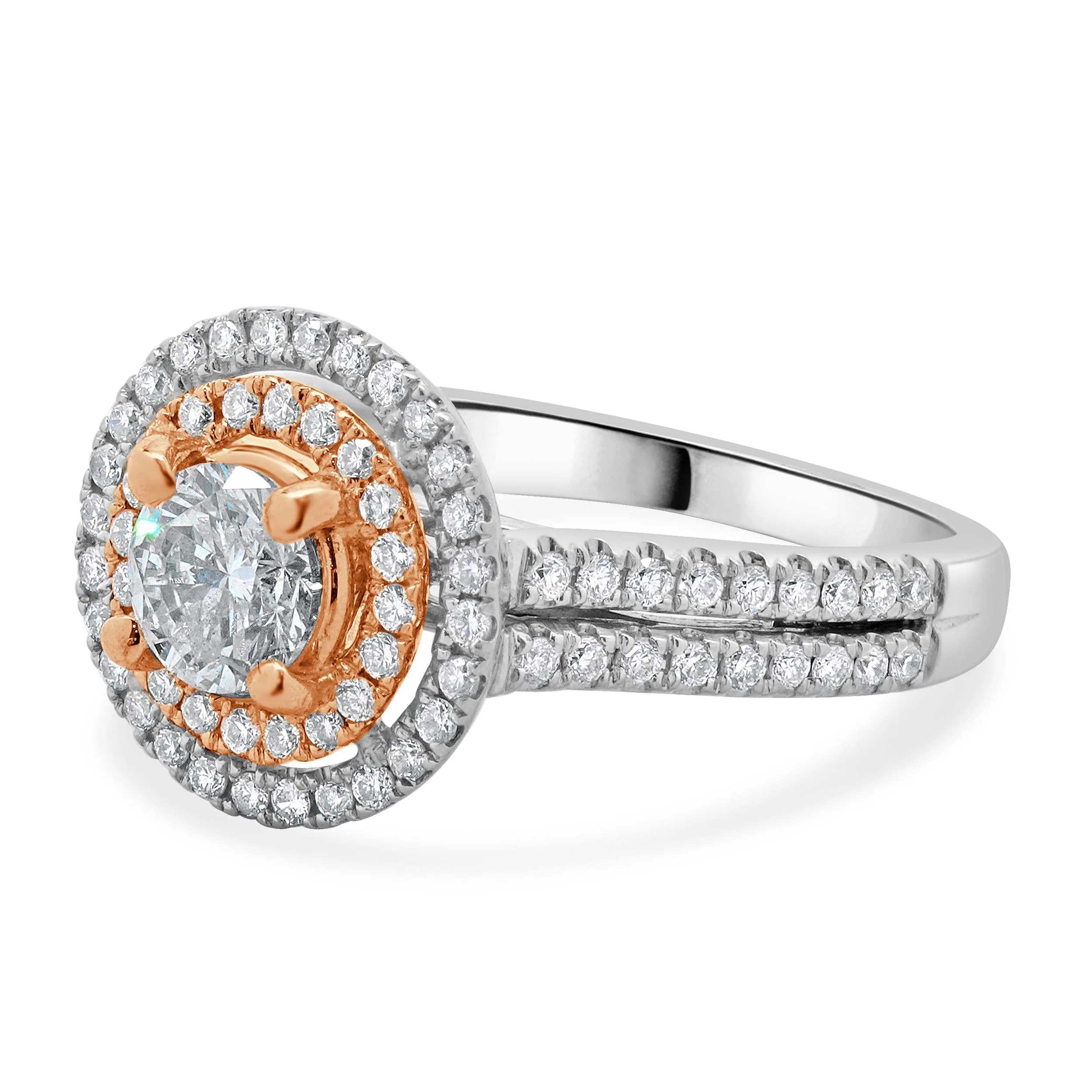 14 Karat White & Rose Gold Round Brilliant Cut Diamond Engagement Ring - Image 2