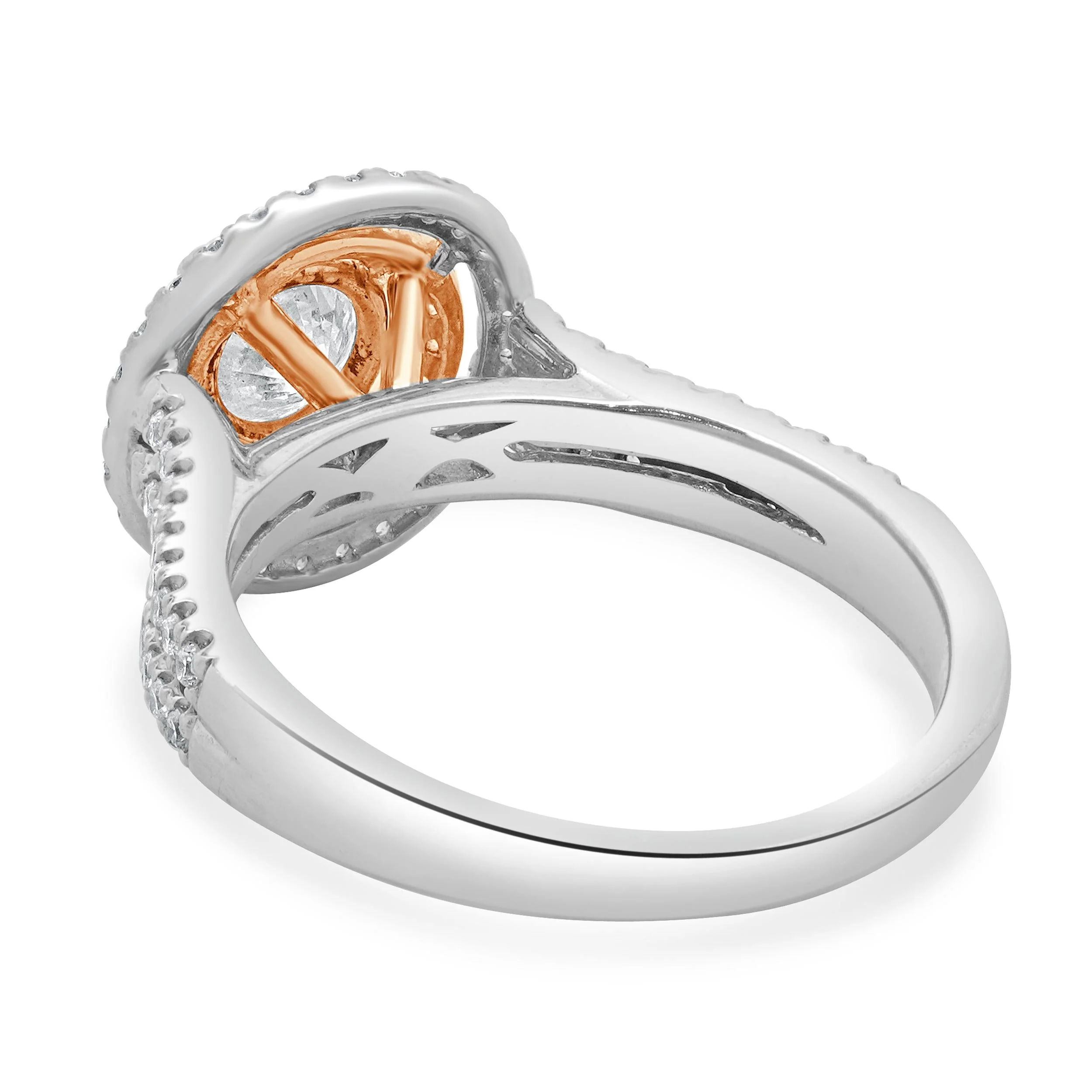 14 Karat White & Rose Gold Round Brilliant Cut Diamond Engagement Ring - Image 3