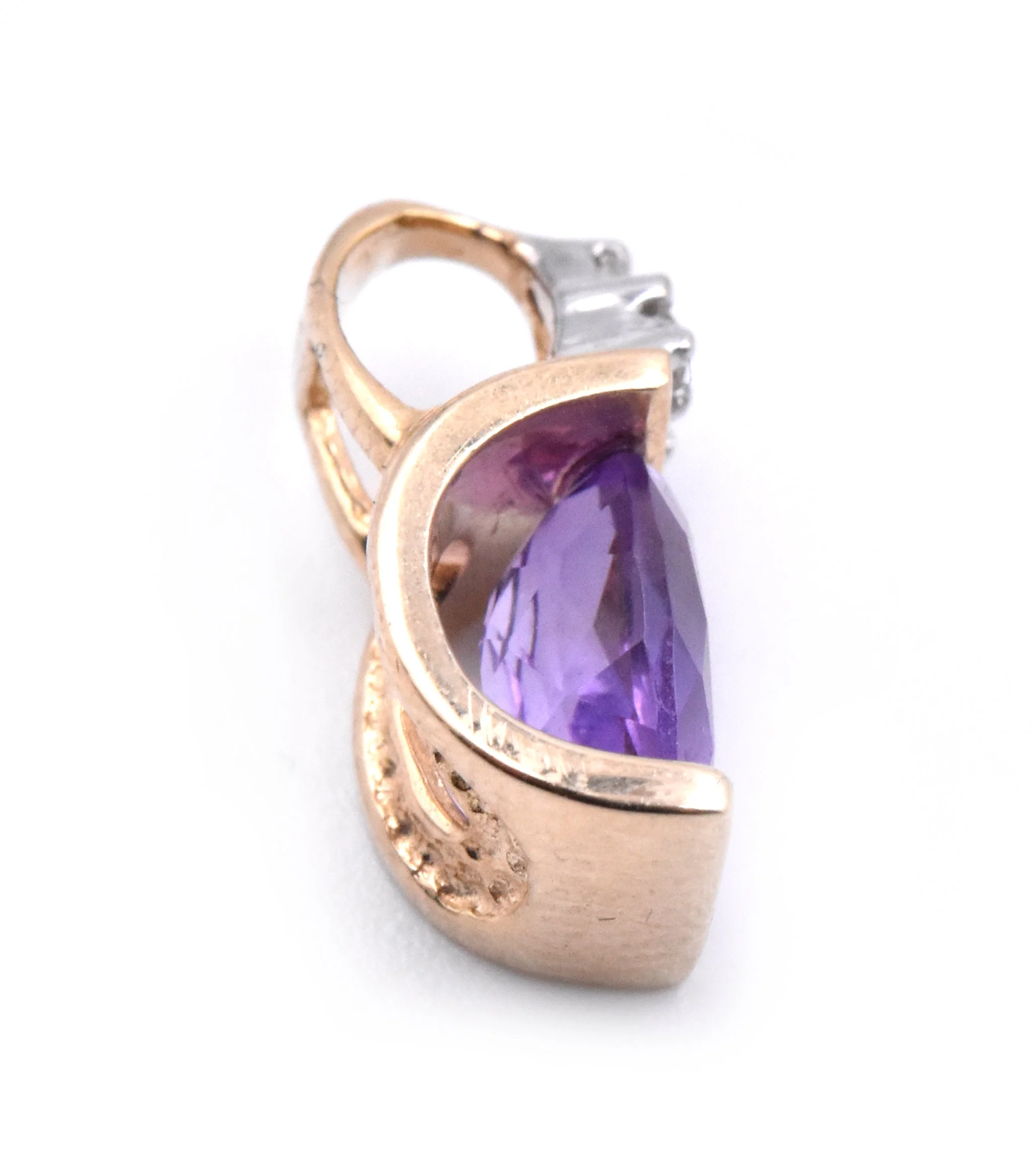 14 Karat Yellow Amethyst and Diamond Pendant - Image 2