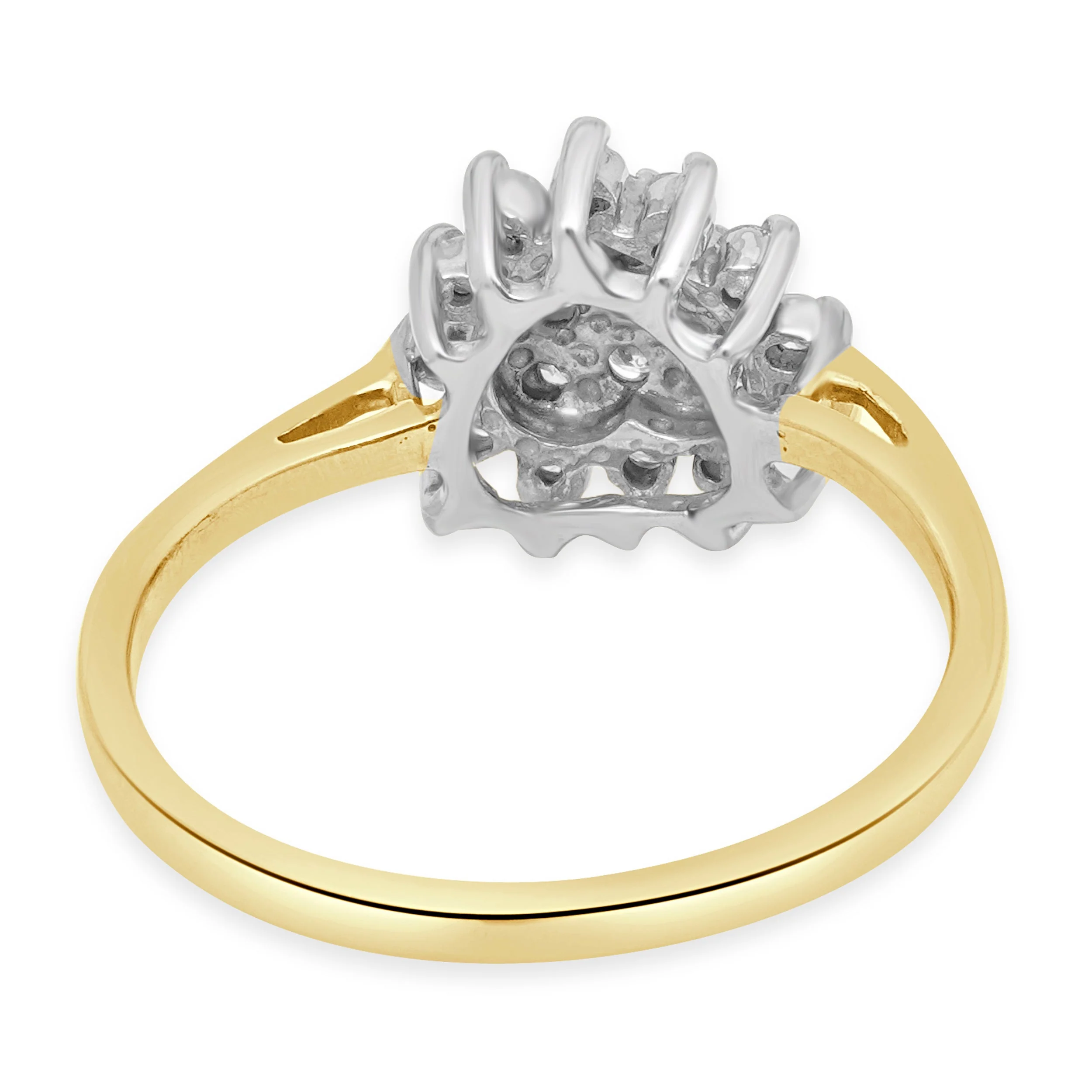 14 Karat Yellow and White Gold Round Diamond Heart-Shaped Cluster Ring - Image 4