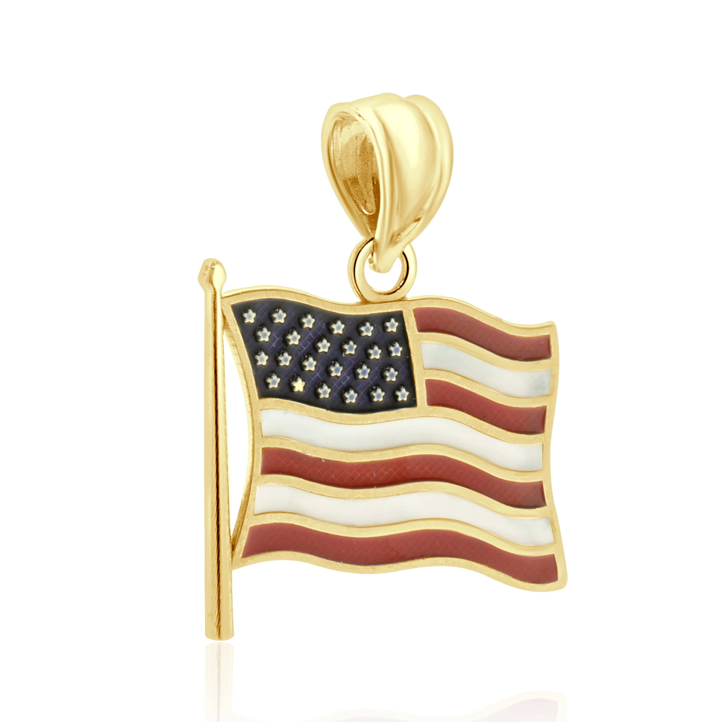 14 Karat Yellow Gold American Flag Enamel Pendant - Image 2