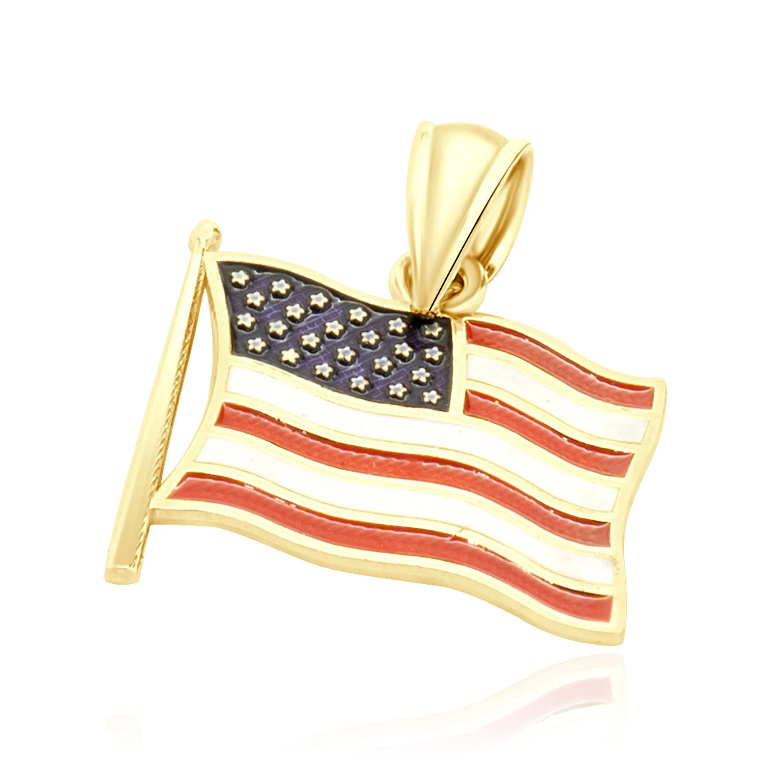 14 Karat Yellow Gold American Flag Enamel Pendant - Image 4