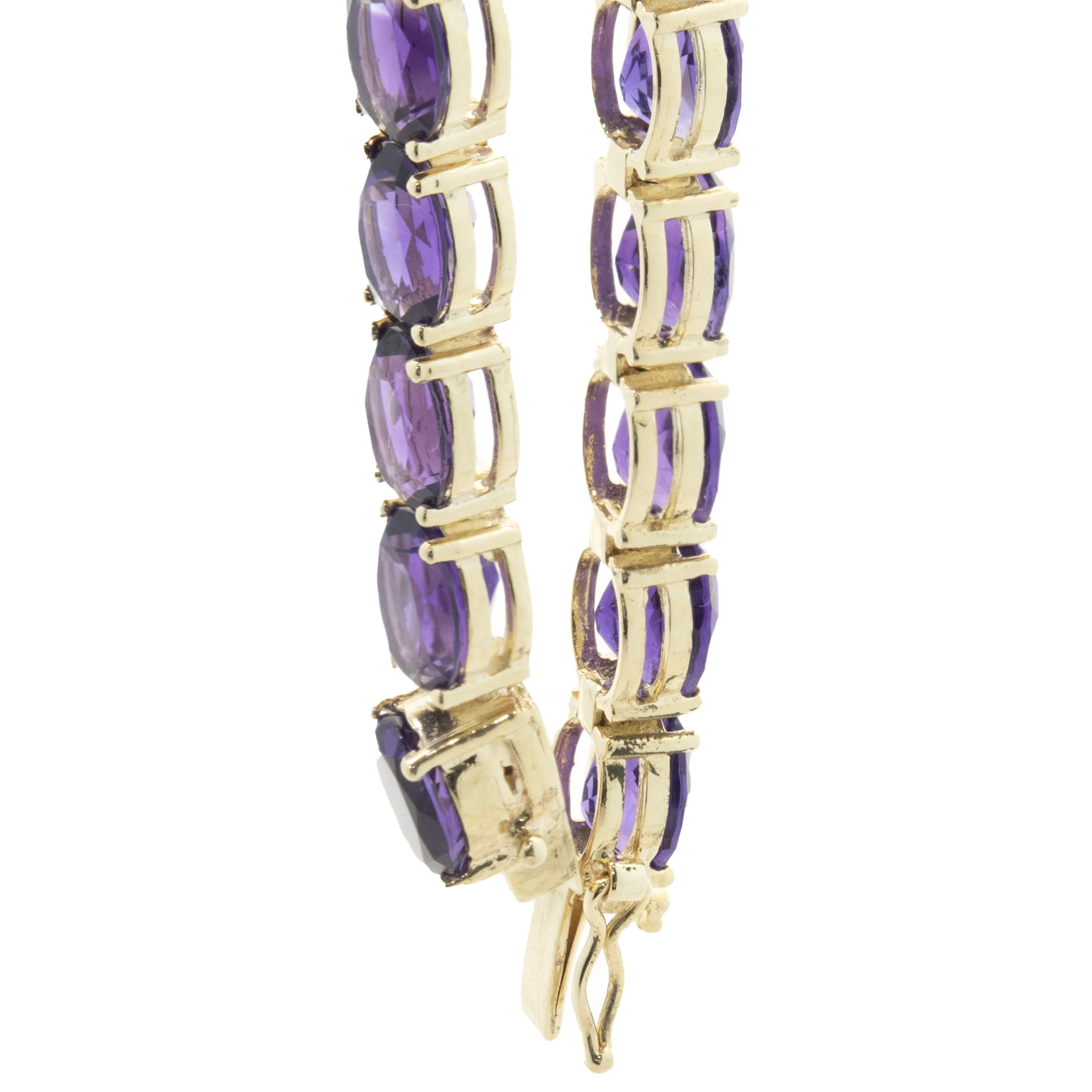 14 Karat Yellow Gold Amethyst Inline Bracelet - Image 3