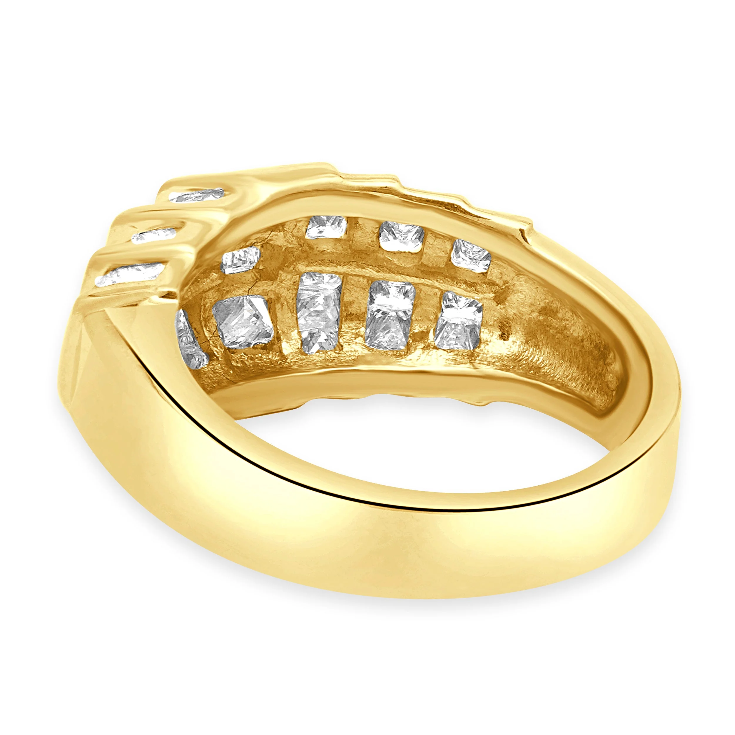 14 Karat Yellow Gold and 7- Row Channel Set Princess Cut Diamond Ring - Image 4