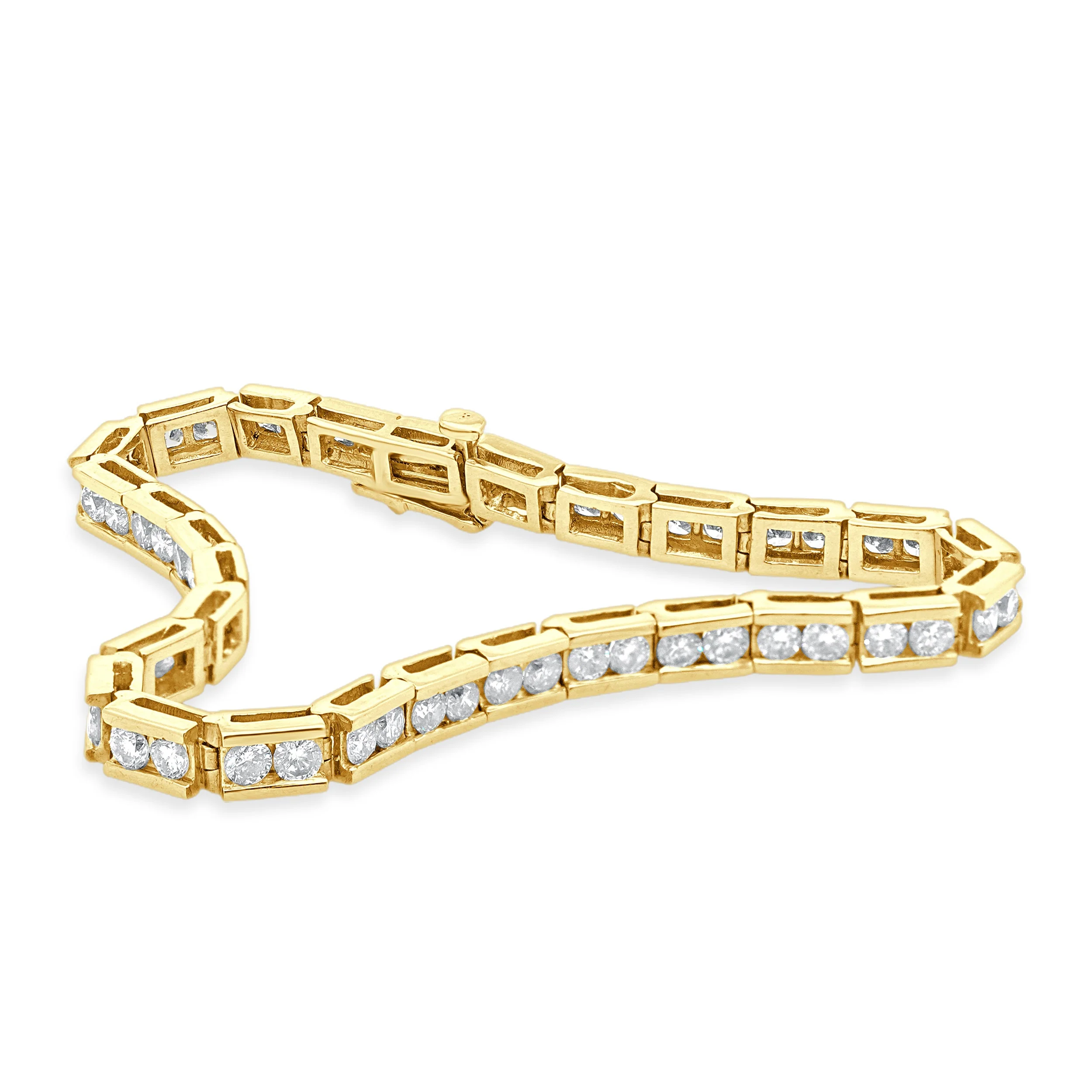 14 Karat Yellow Gold and Channel Set Round Diamond Inline Bracelet - Image 2