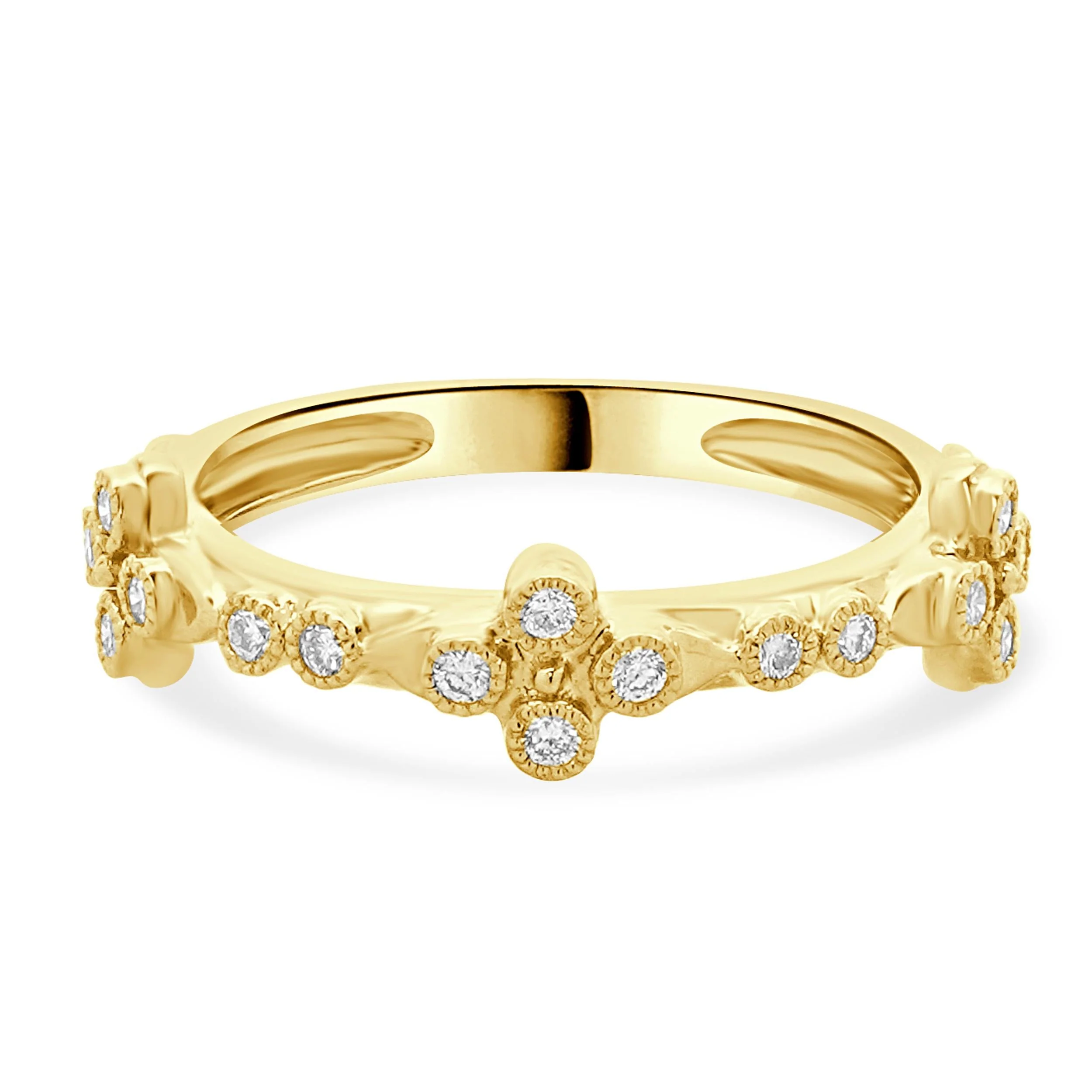 14 Karat Yellow Gold Bezel Set Diamond Band