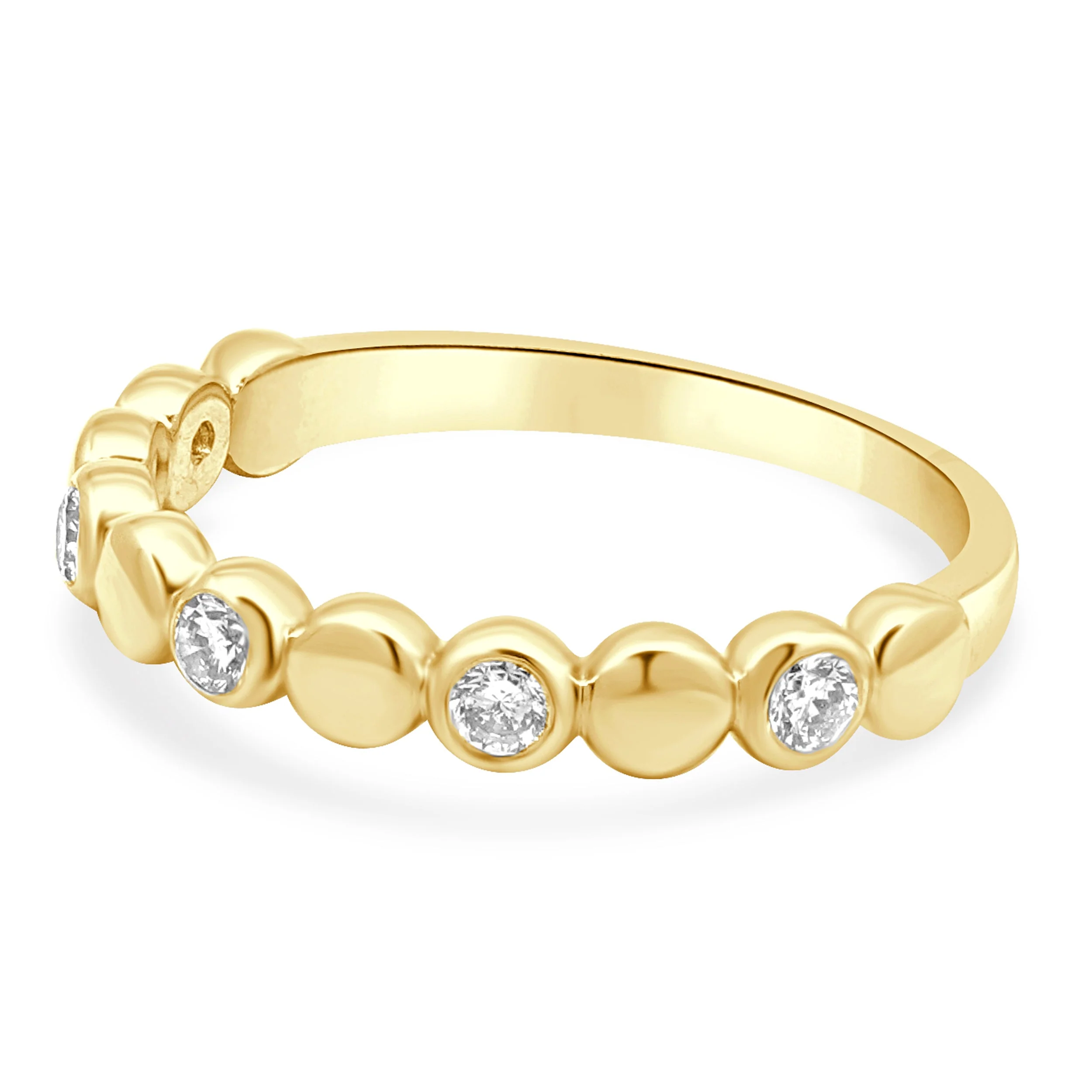14 Karat Yellow Gold Bezel Set Round Diamond Station Band - Image 2