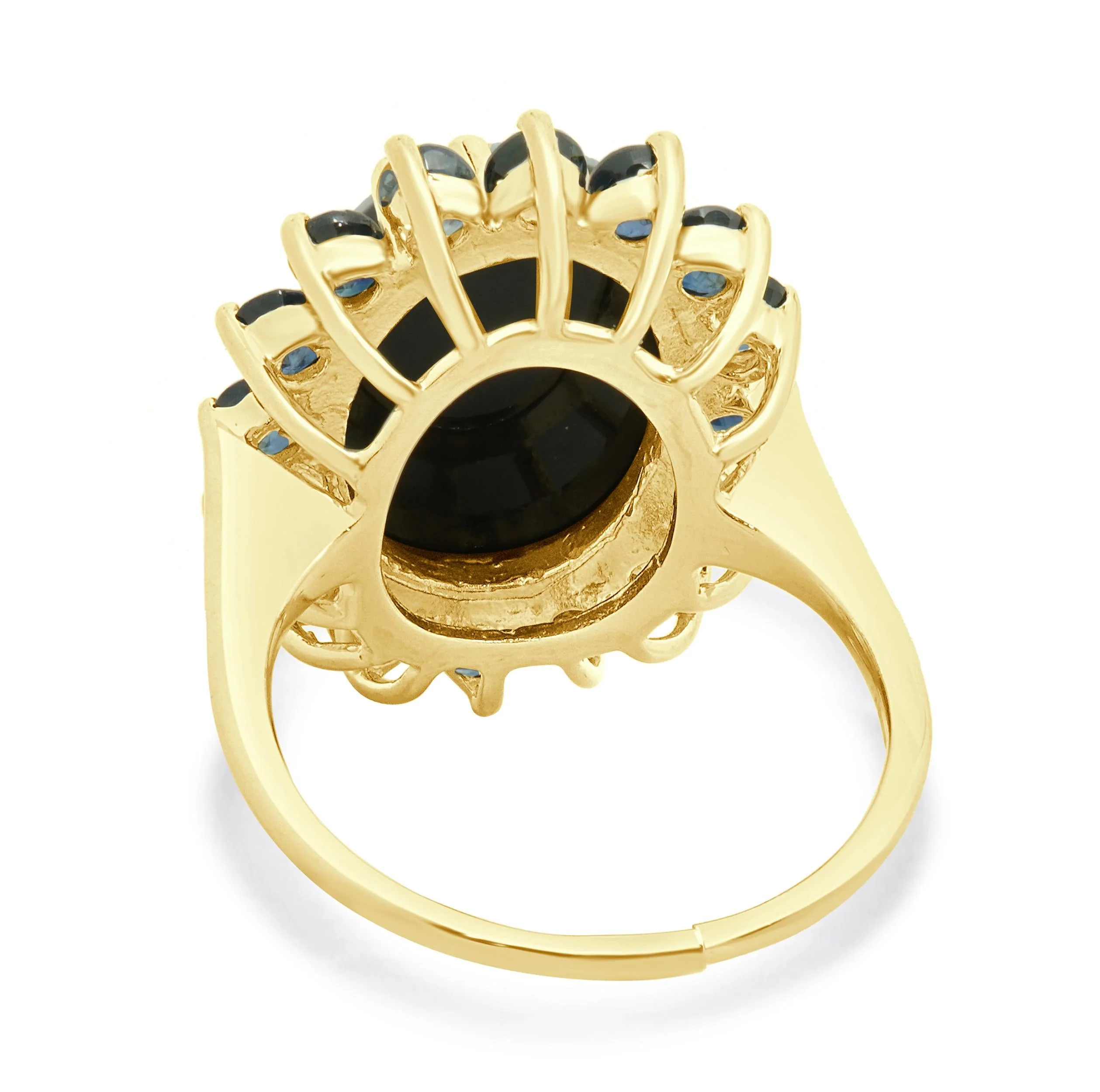14 Karat Yellow Gold Blue Agate Cameo and Topaz Ring - Image 4