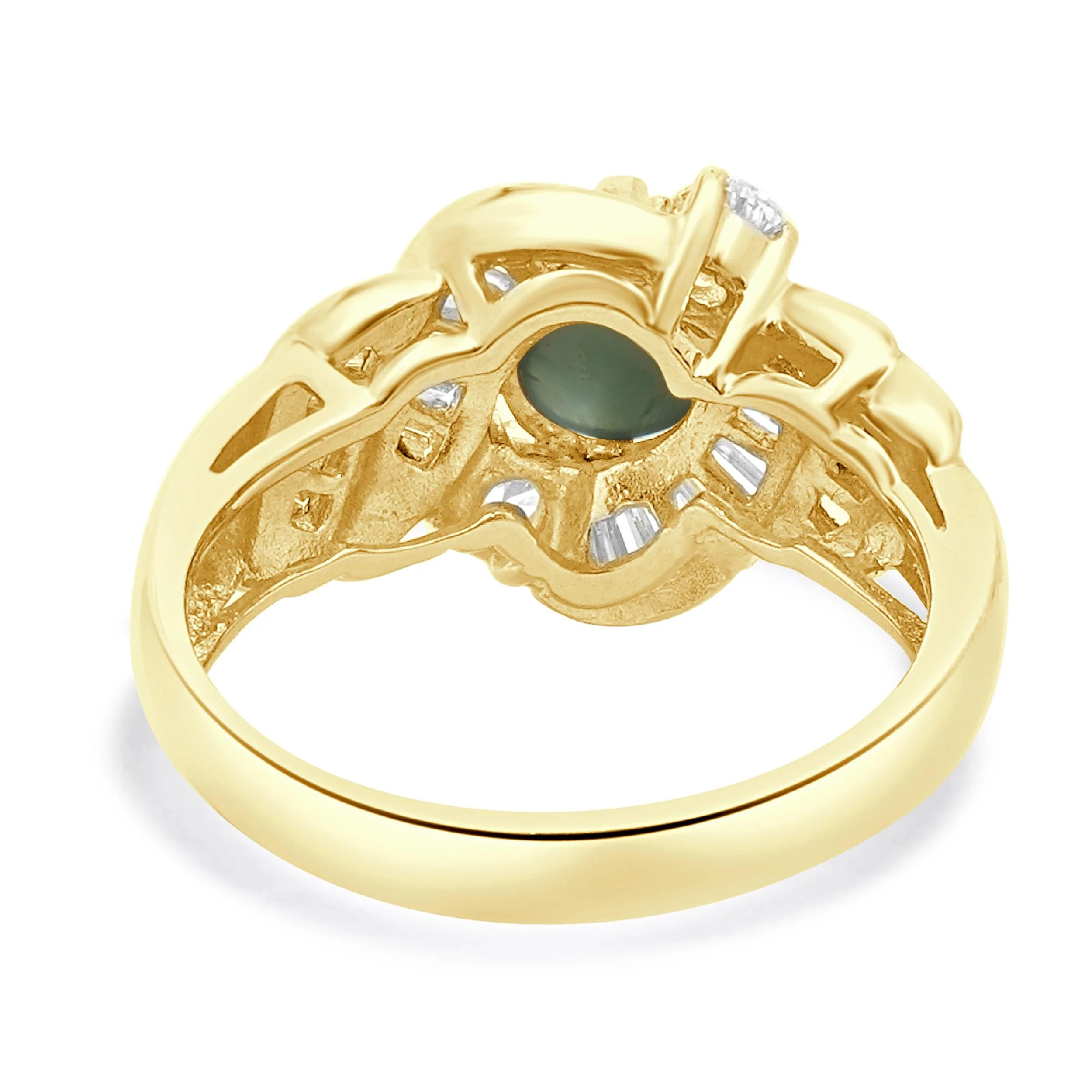 14 Karat Yellow Gold Cat’s Eye Alexandrite and Diamond Ring - Image 4