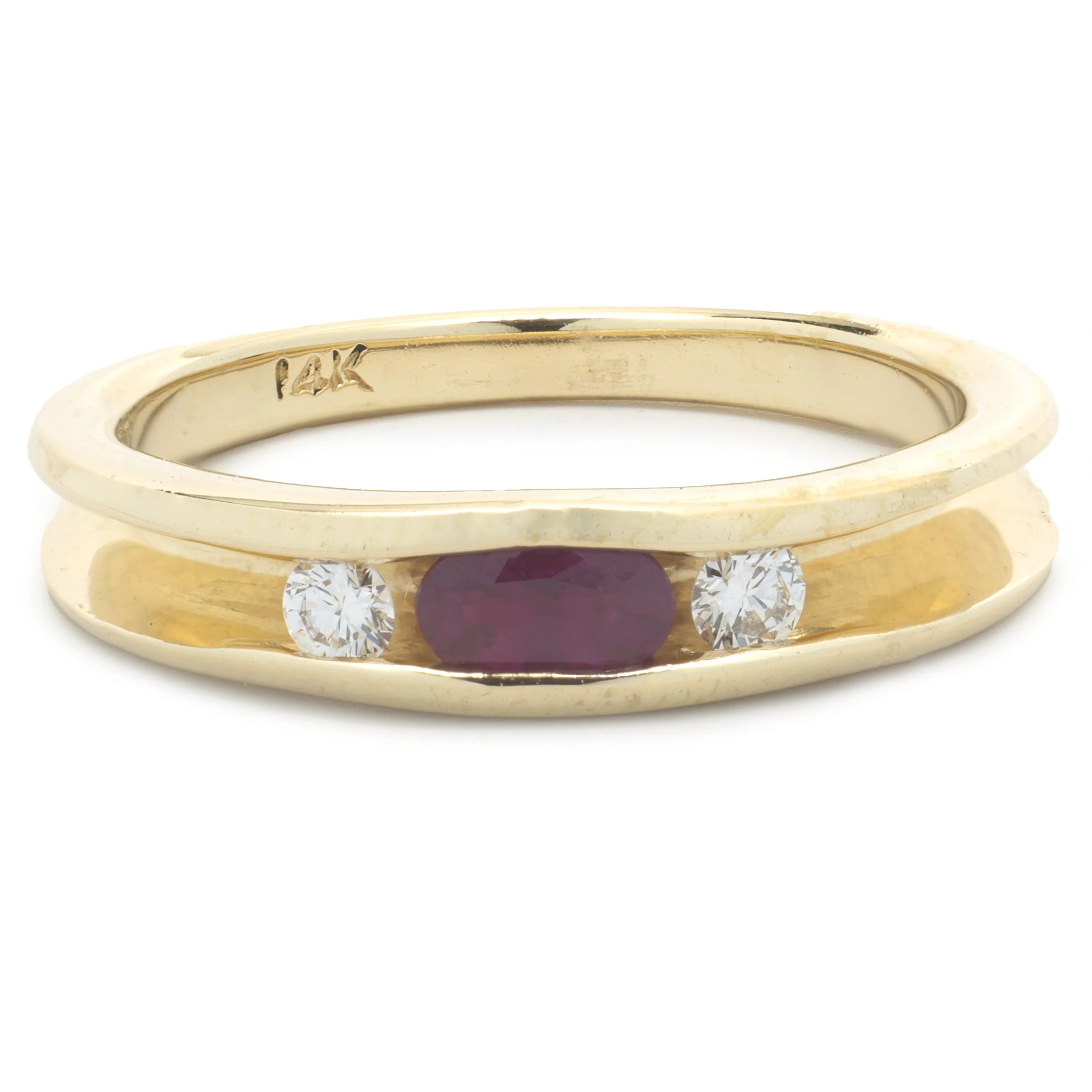 14 Karat Yellow Gold Channel Set Ruby and Diamond Band