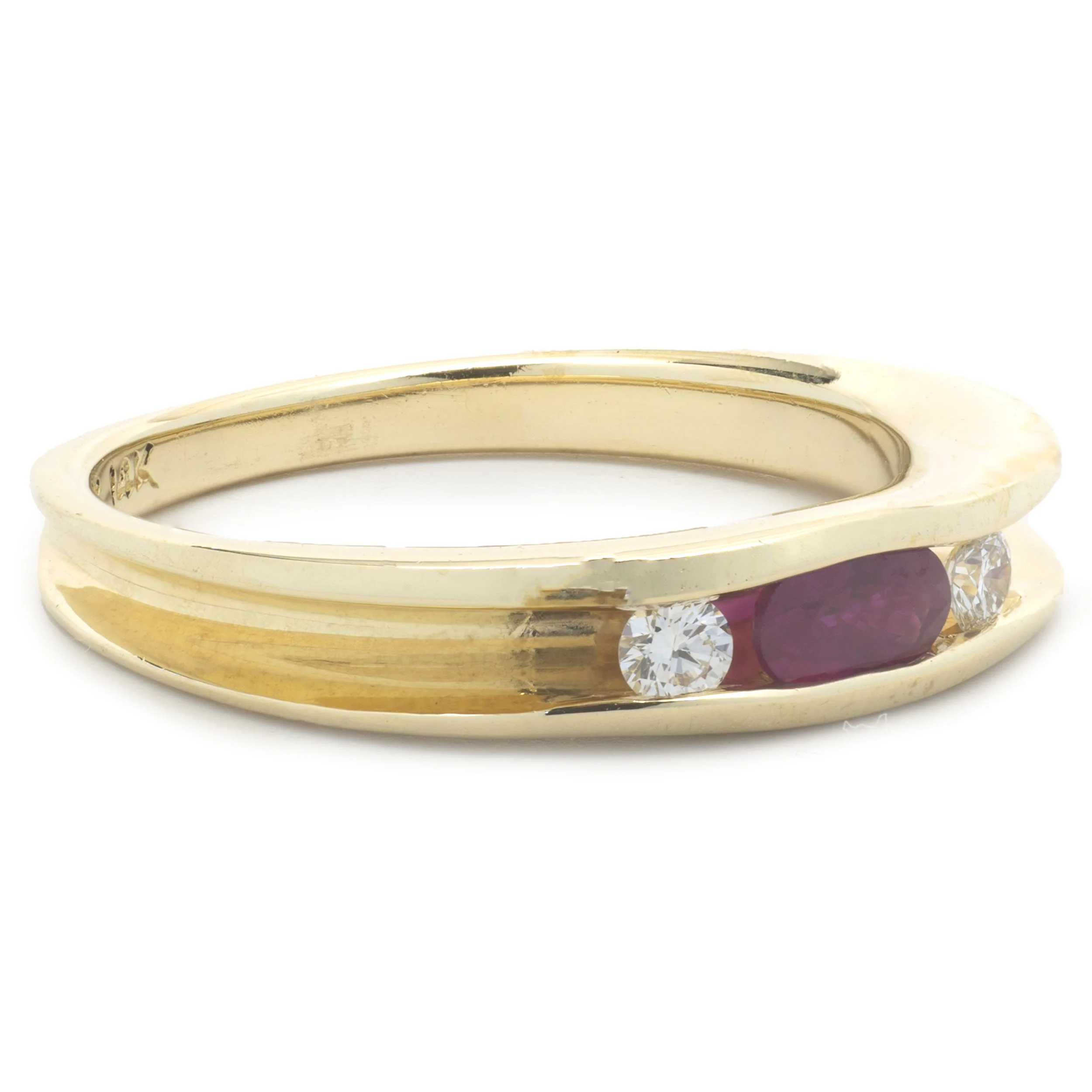 14 Karat Yellow Gold Channel Set Ruby and Diamond Band - Image 2