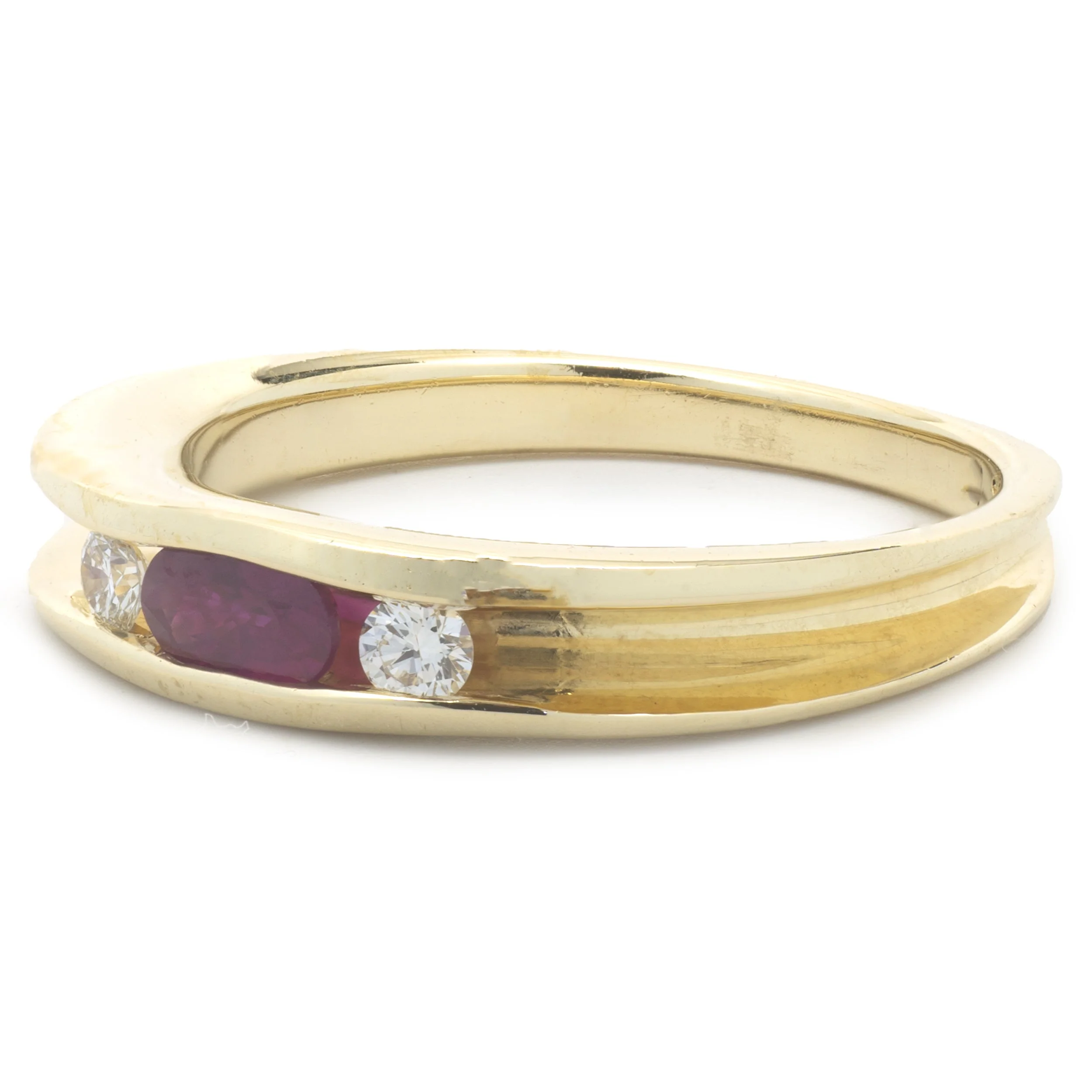14 Karat Yellow Gold Channel Set Ruby and Diamond Band - Image 3
