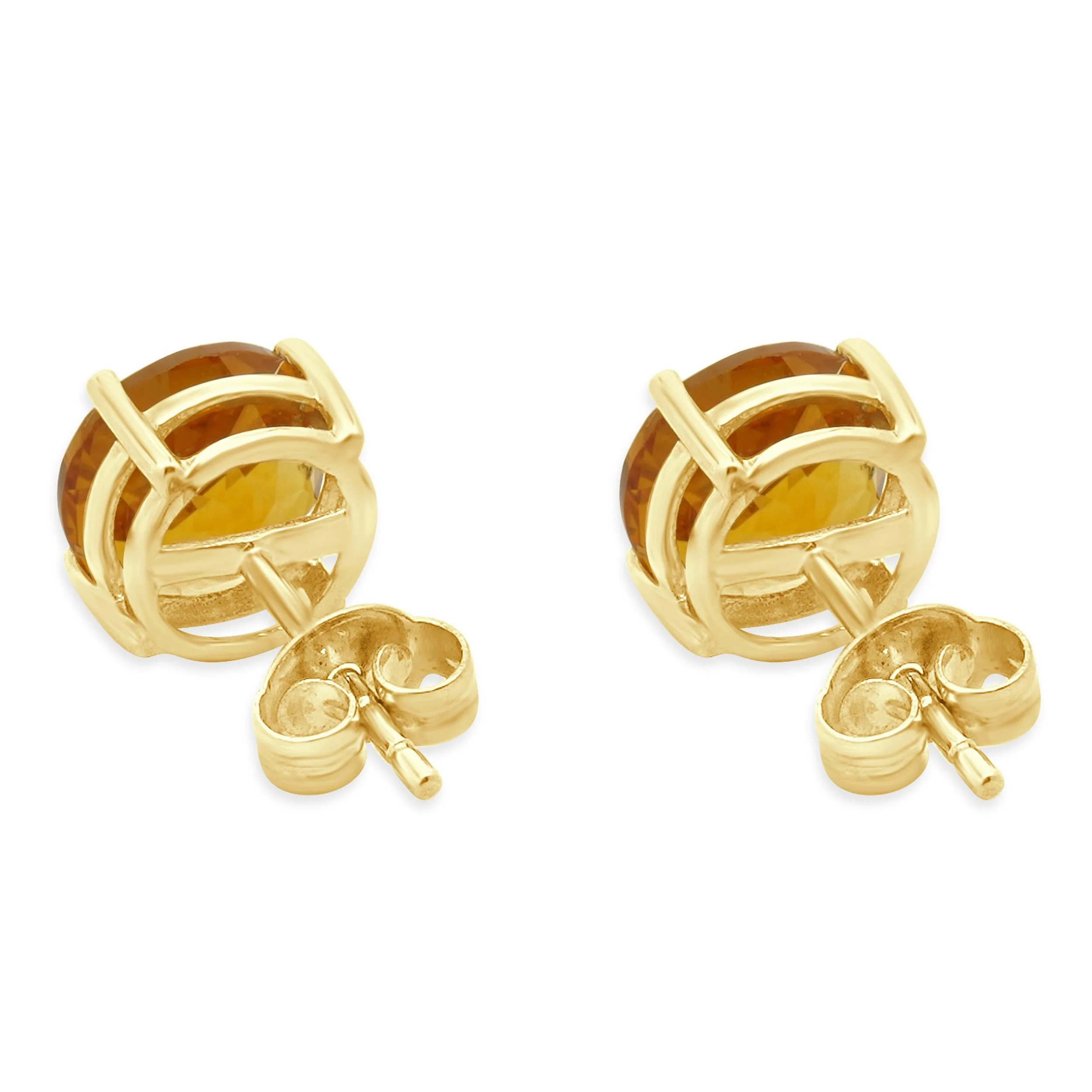 14 Karat Yellow Gold Citrine Stud Earrings - Image 3