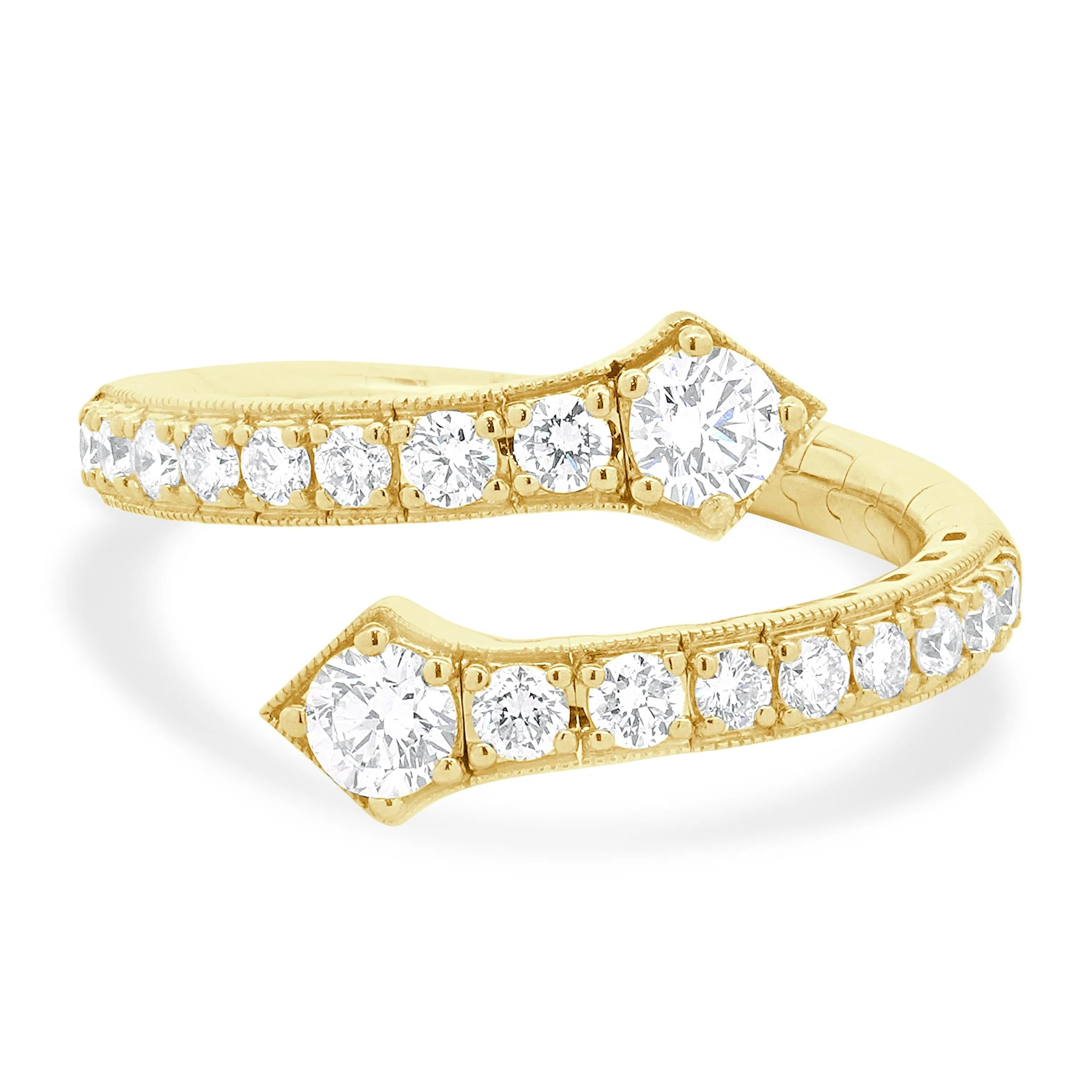 14 Karat Yellow Gold Diamond Bypass Serpenti Ring