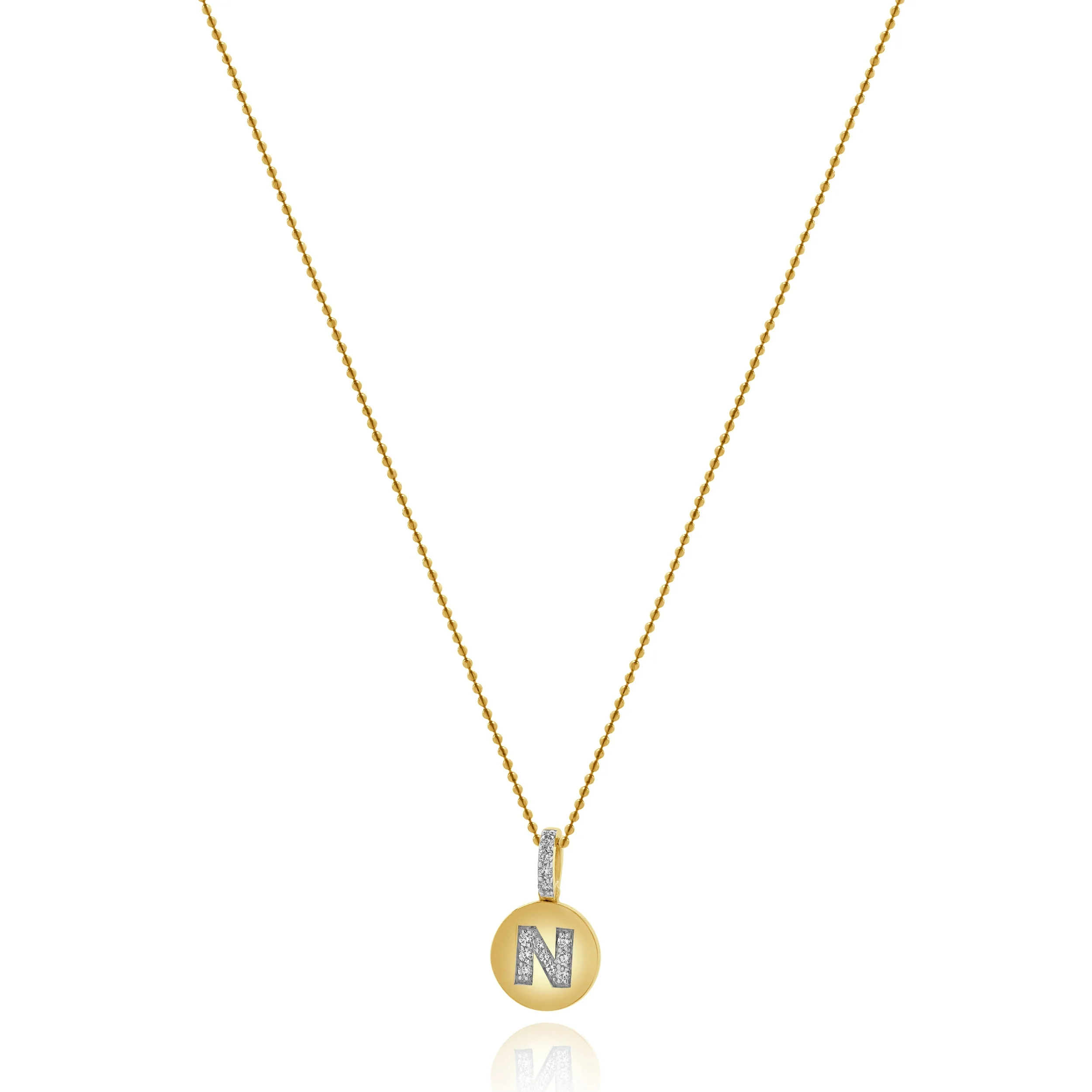 14 Karat Yellow Gold Diamond Initial N Necklace