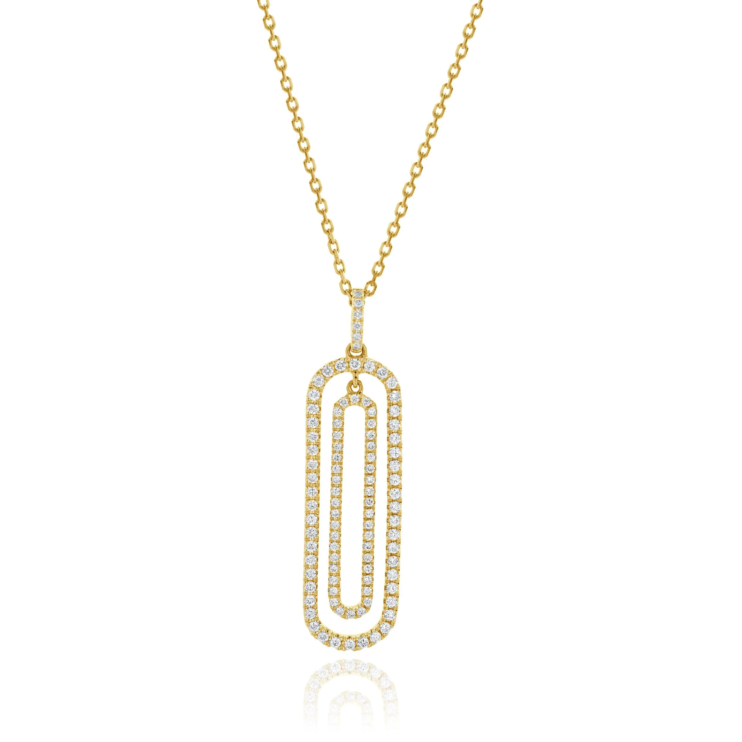 14 Karat Yellow Gold Double Open Circle Diamond Necklace