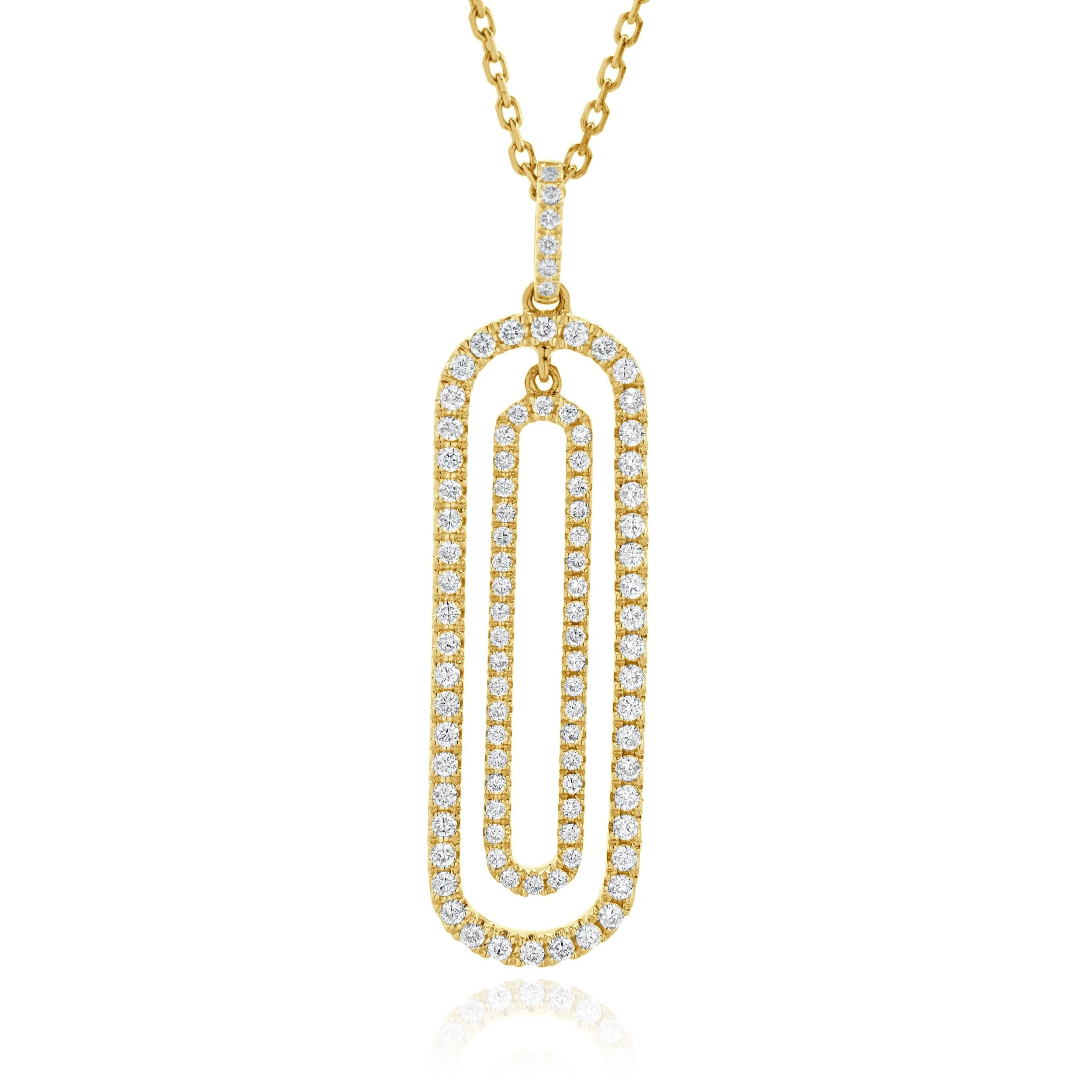 14 Karat Yellow Gold Double Open Circle Diamond Necklace - Image 2