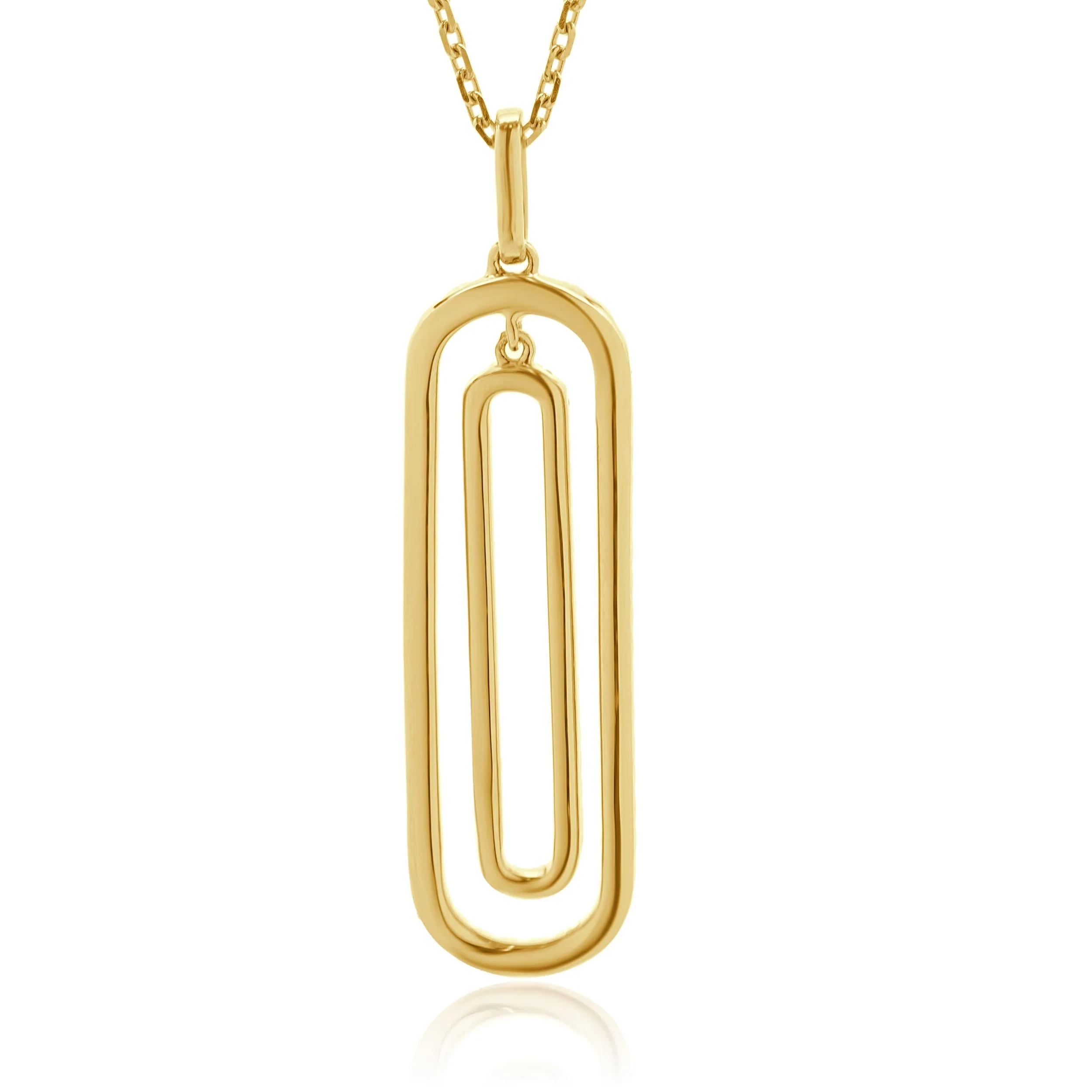 14 Karat Yellow Gold Double Open Circle Diamond Necklace - Image 3