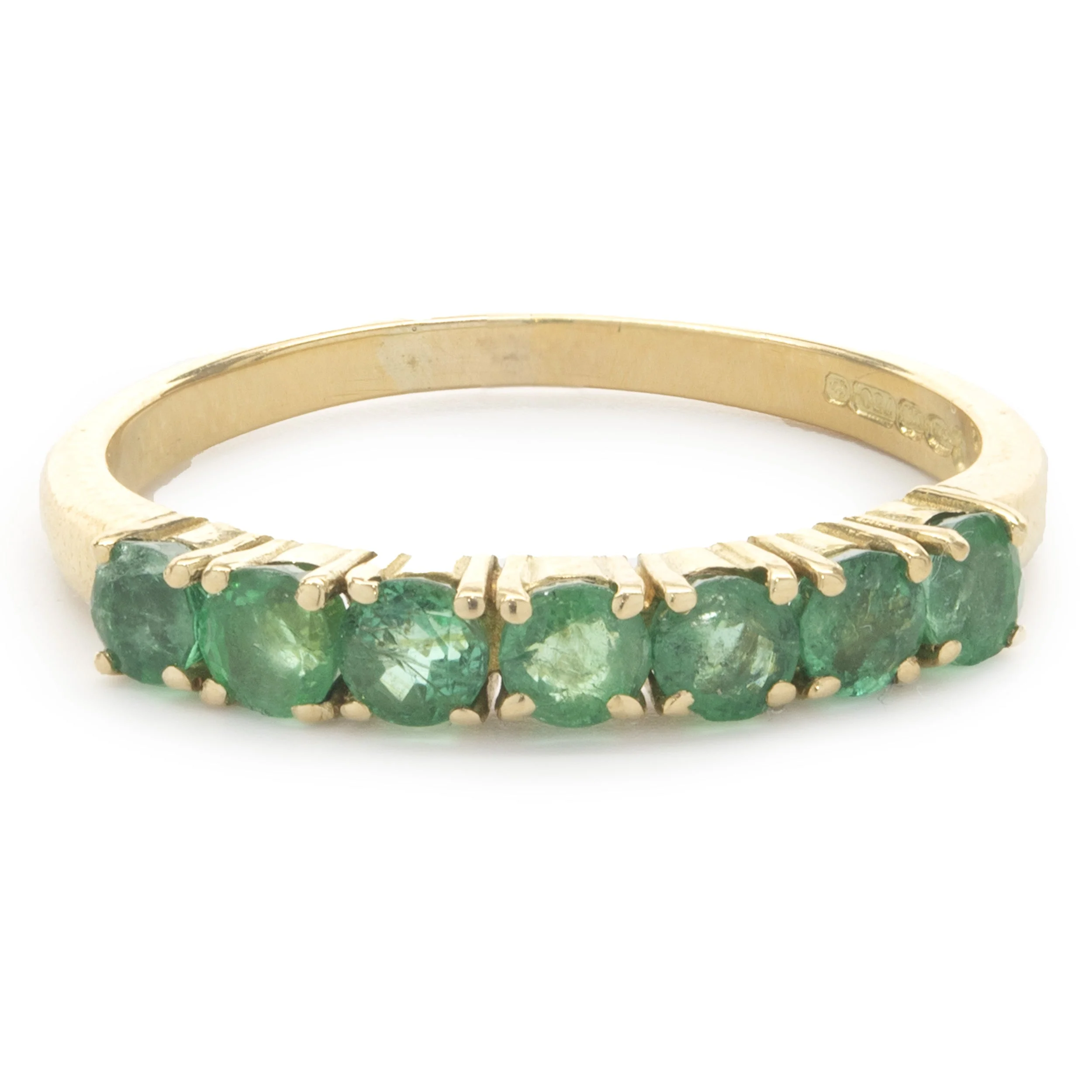 14 Karat Yellow Gold Emerald Band