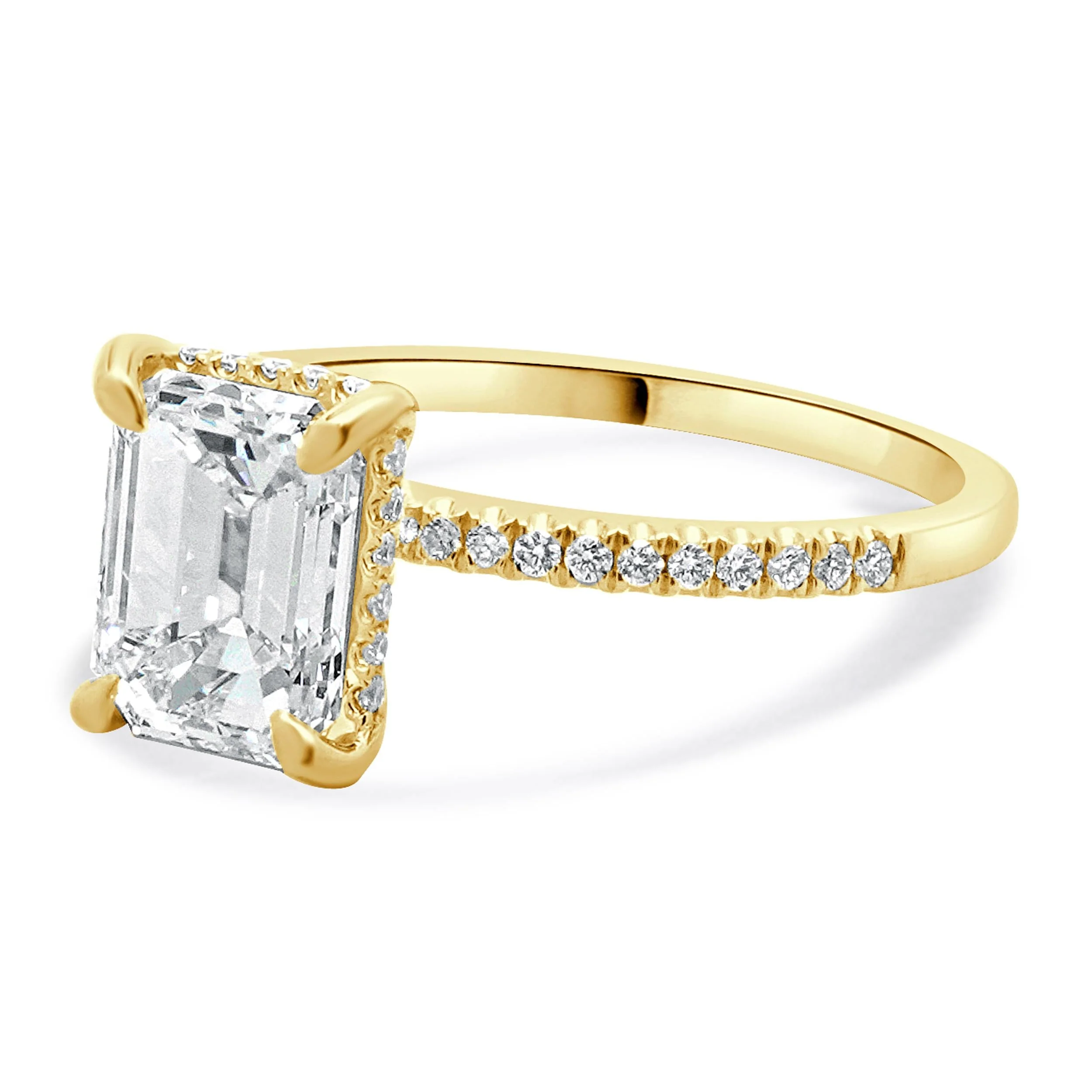 14 Karat Yellow Gold Emerald Cut Diamond Engagement Ring - Image 2