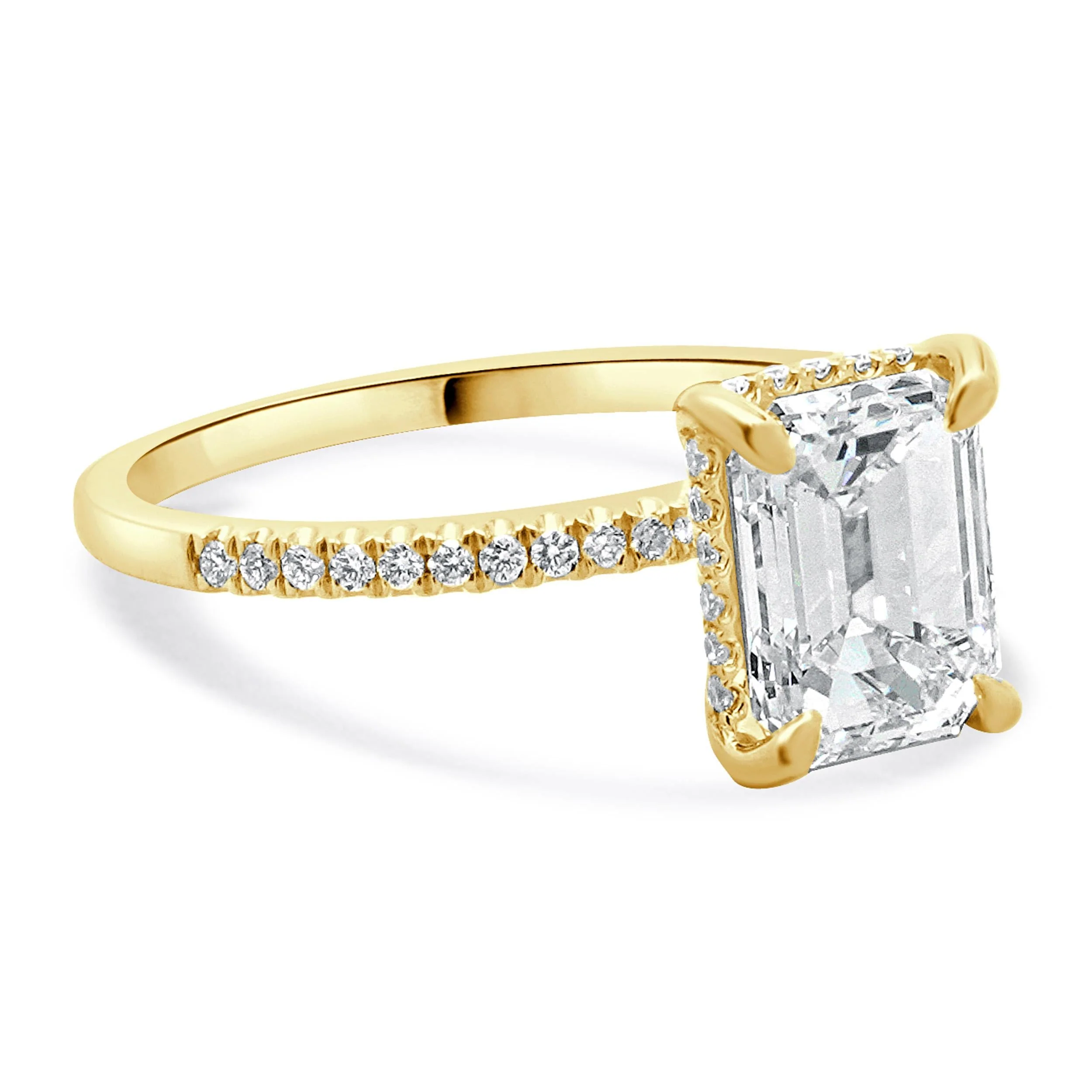 14 Karat Yellow Gold Emerald Cut Diamond Engagement Ring - Image 3