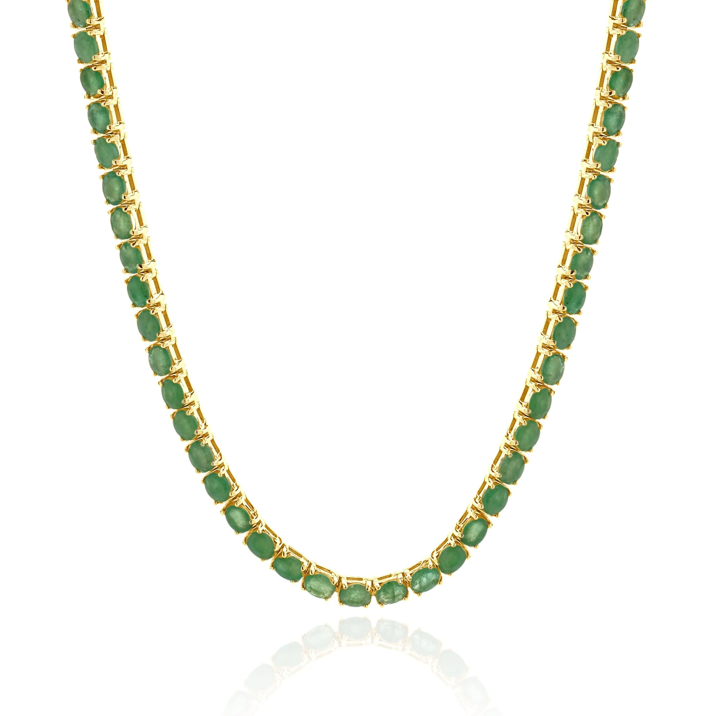 14 Karat Yellow Gold Emerald Inline Necklace