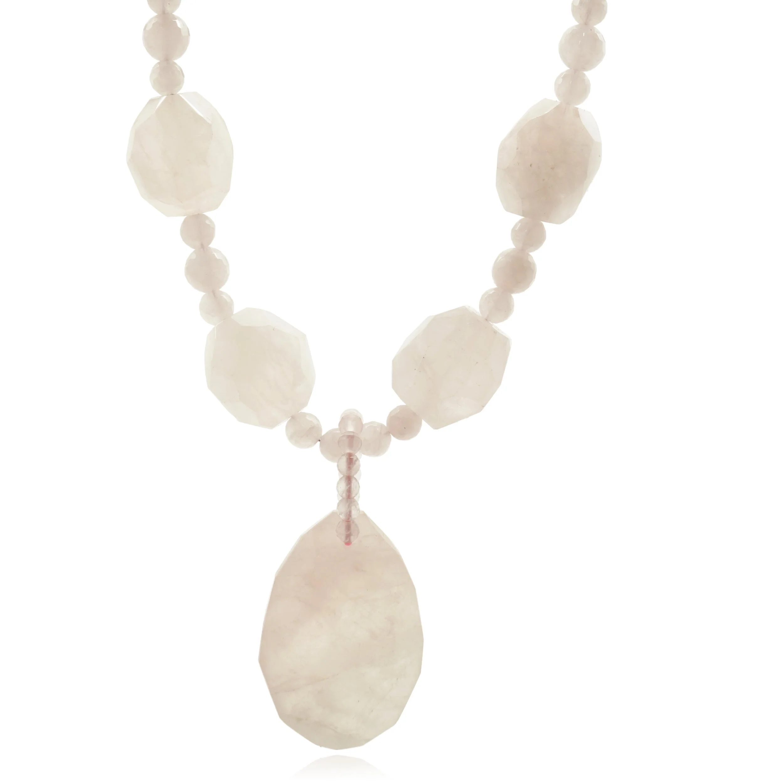 14 Karat Yellow Gold Faceted Rose Quartz Necklace