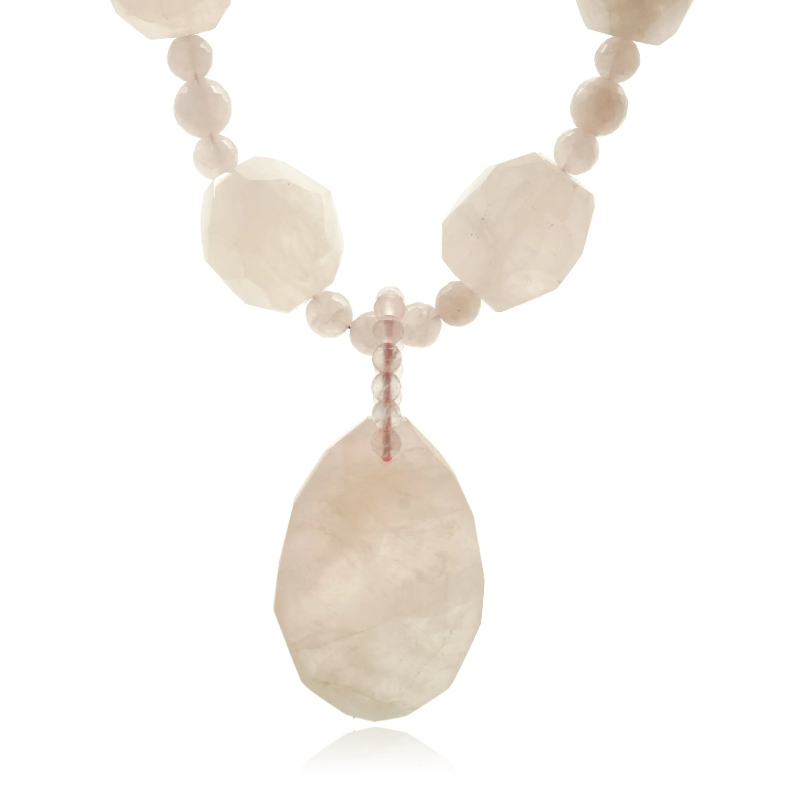 14 Karat Yellow Gold Faceted Rose Quartz Necklace - Image 2