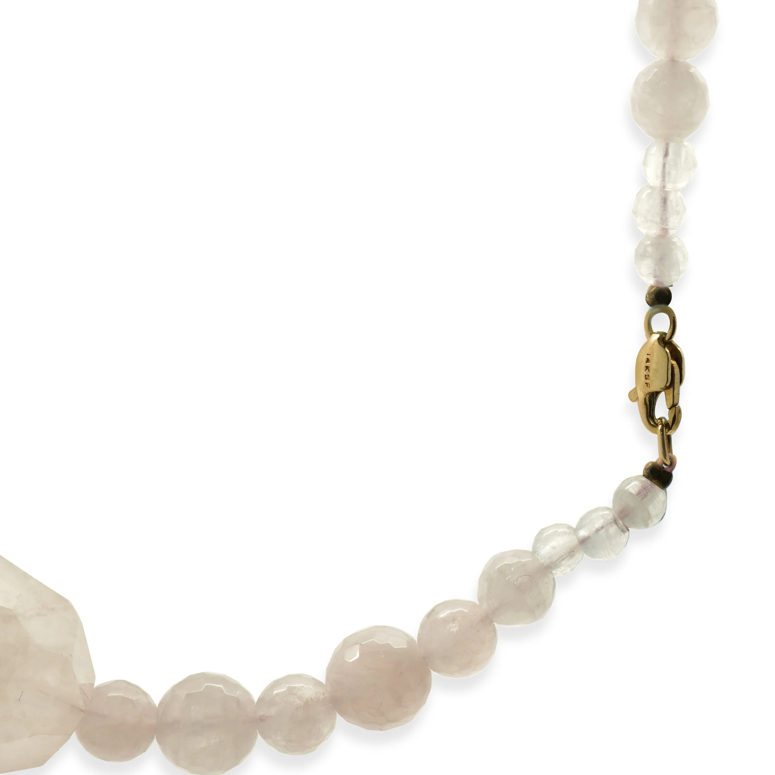 14 Karat Yellow Gold Faceted Rose Quartz Necklace - Image 4
