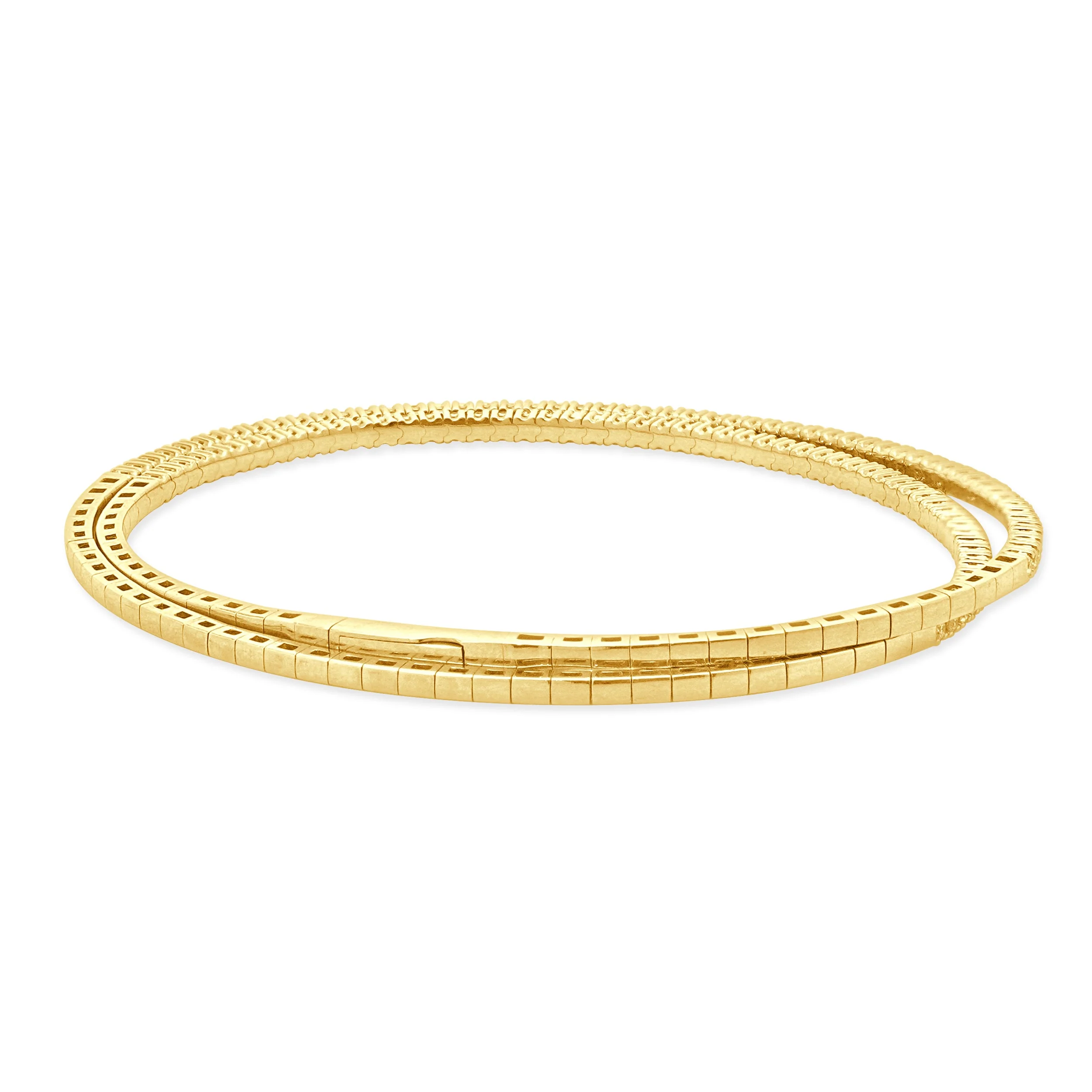 14 Karat Yellow Gold Flexible Diamond Wrap Bangle Bracelet - Image 3