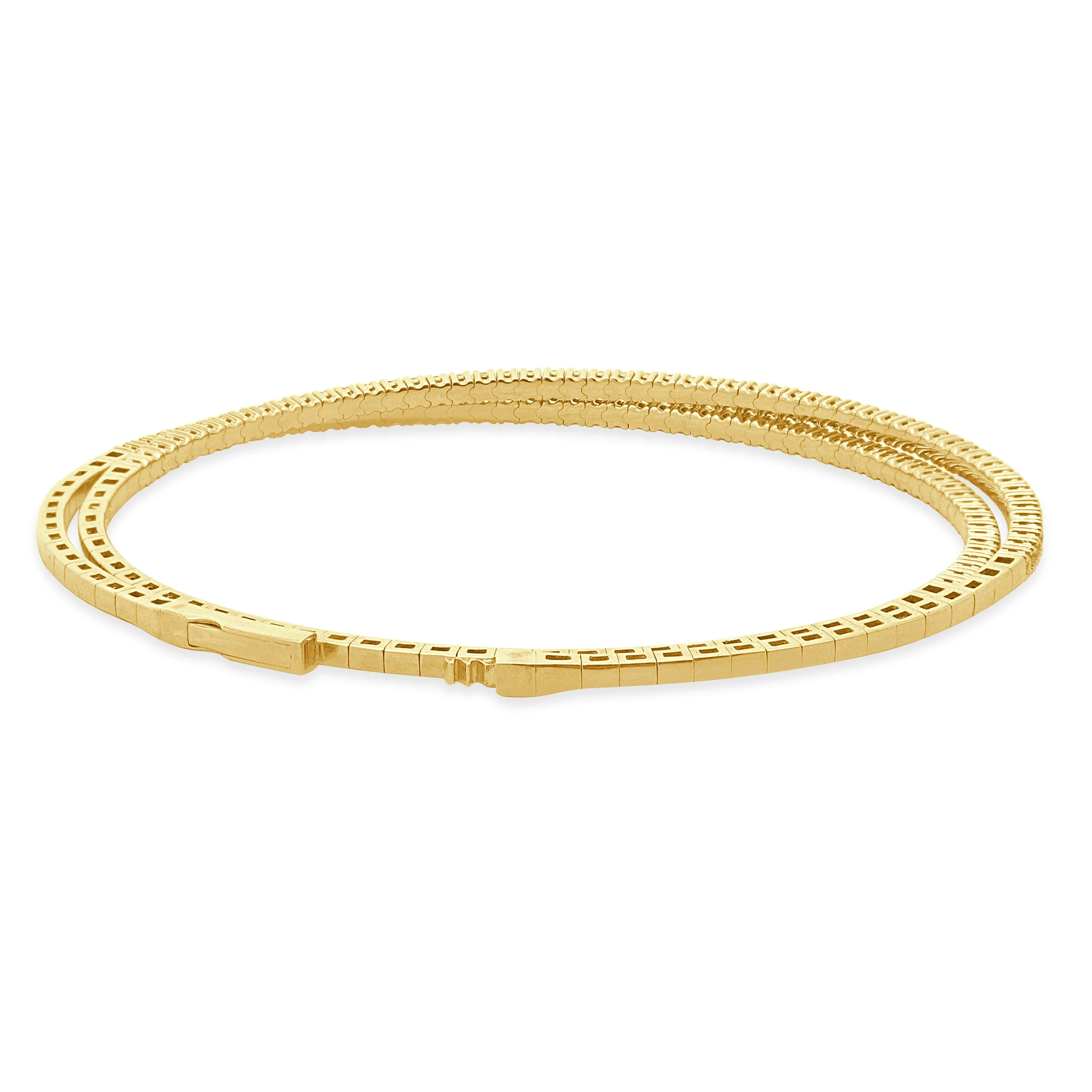 14 Karat Yellow Gold Flexible Diamond Wrap Bangle Bracelet - Image 4