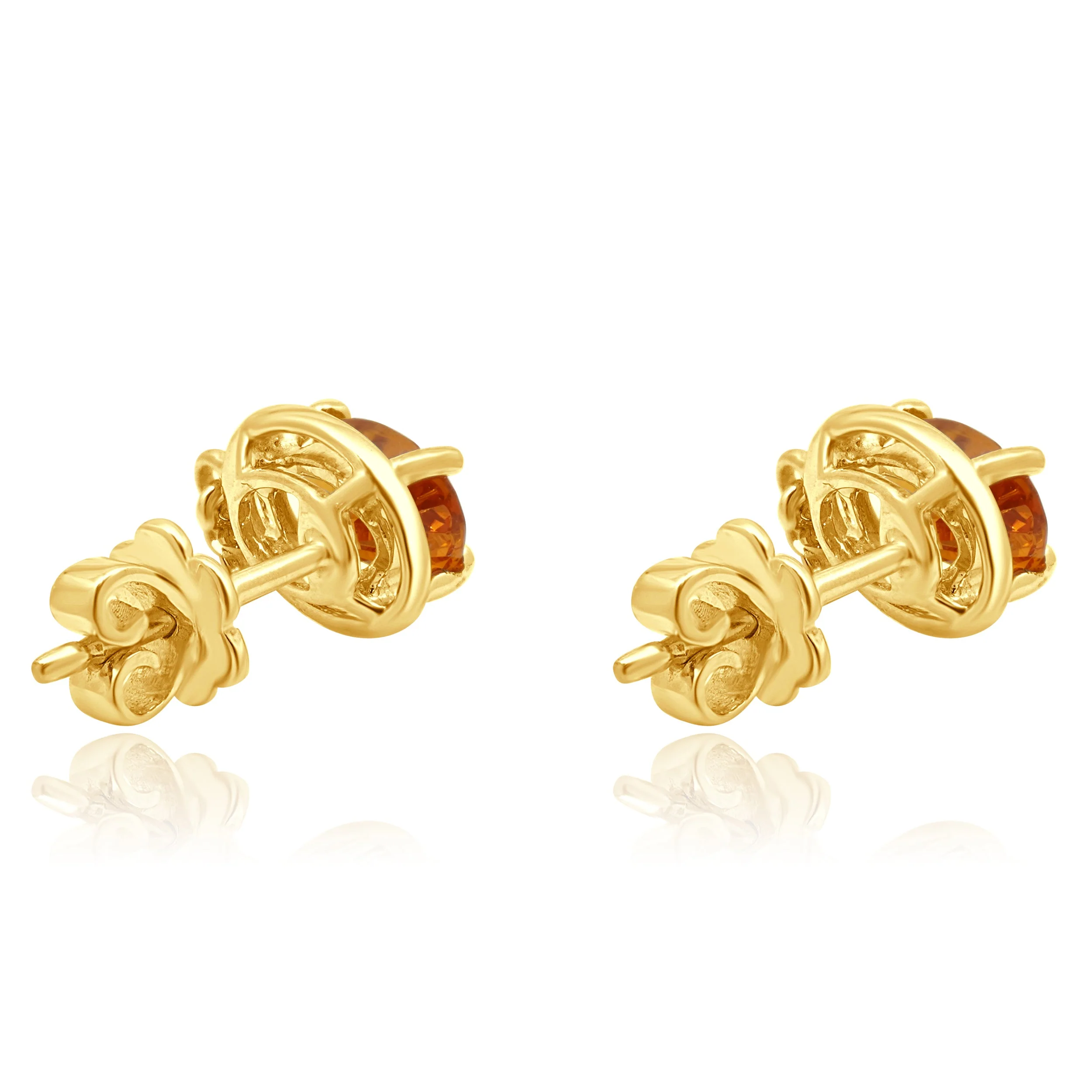 14 Karat Yellow Gold Grosslar Garnet and Diamond Stud Earrings - Image 3