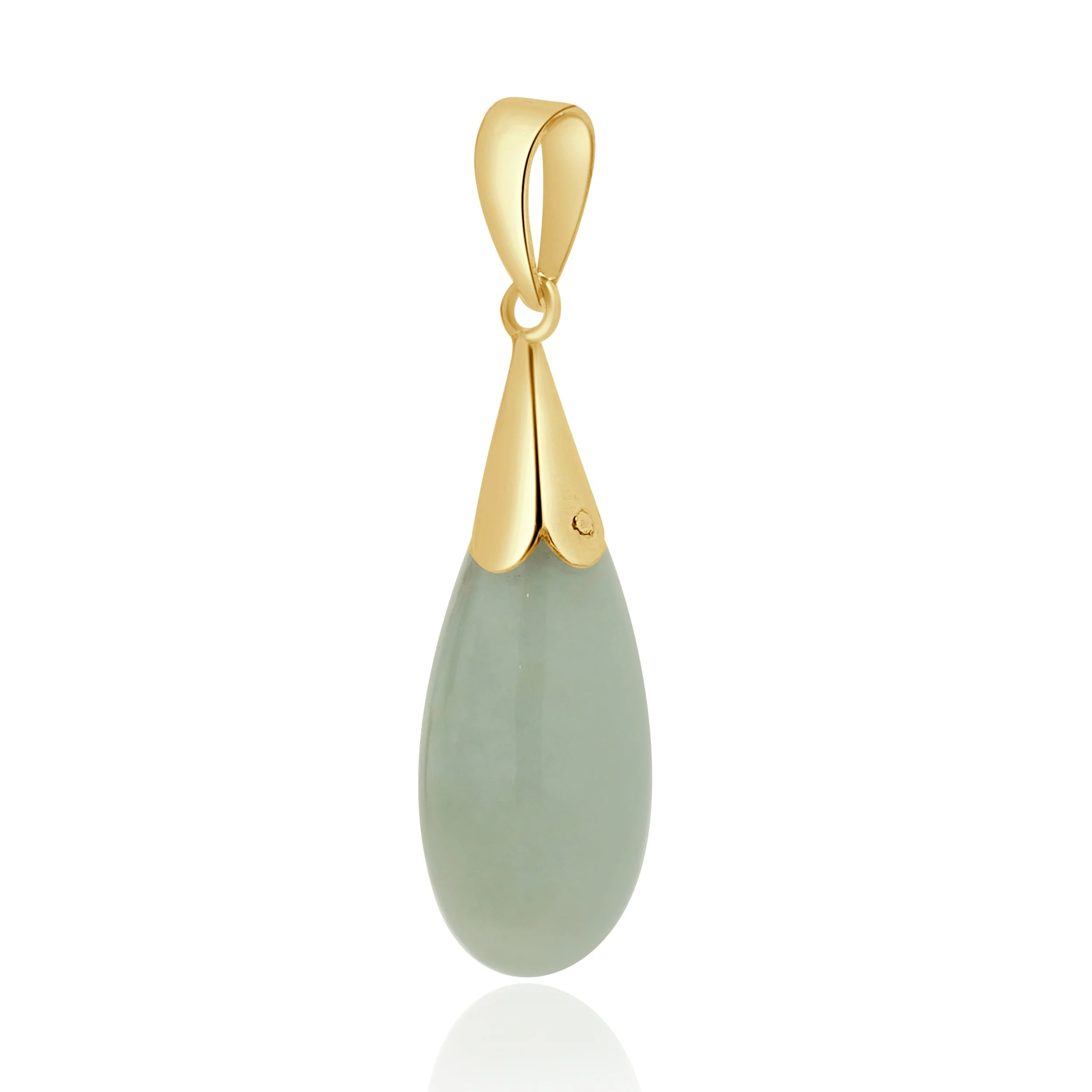 14 Karat Yellow Gold Jade Pendant - Image 2