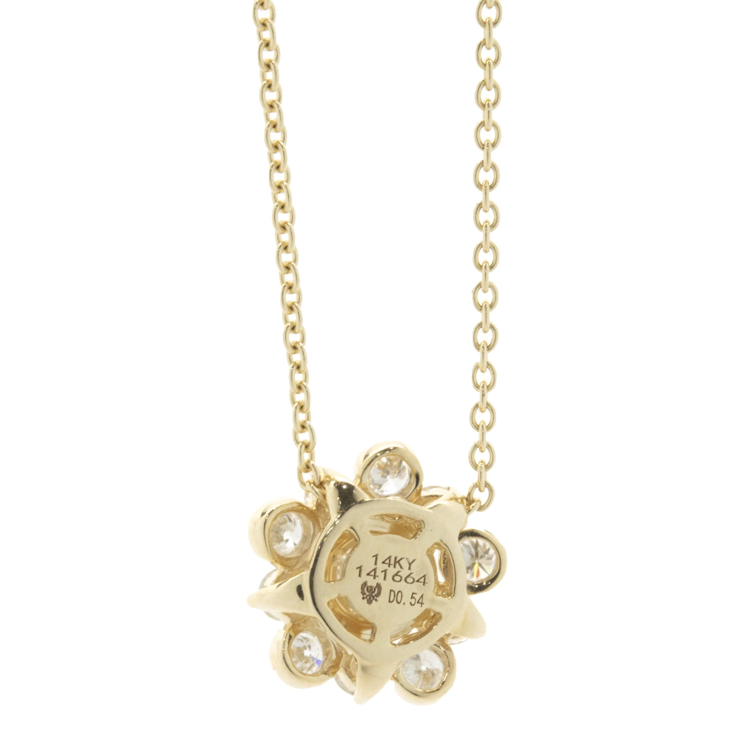 14 Karat Yellow Gold Miracle Set Diamond Flower Necklace - Image 3