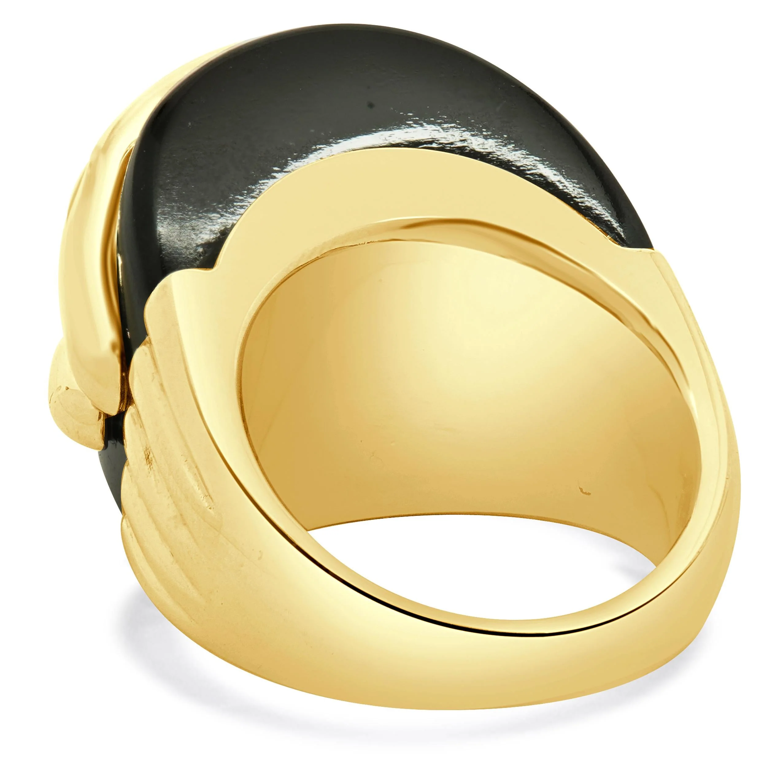 14 Karat Yellow Gold Onyx Scalloped Ring - Image 4