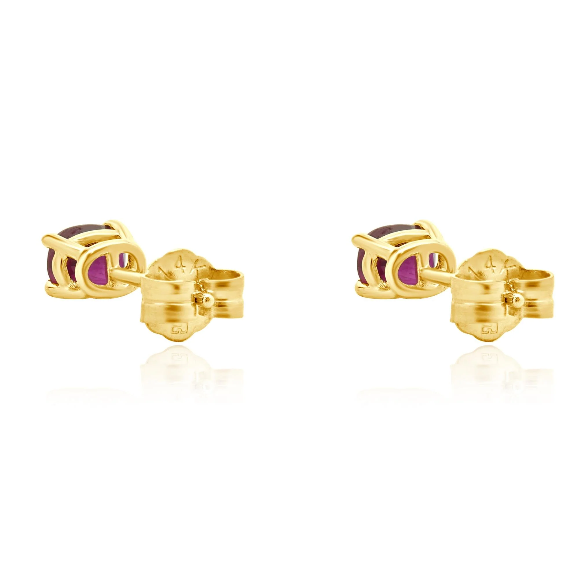 14 Karat Yellow Gold Oval Ruby Stud Earrings - Image 3